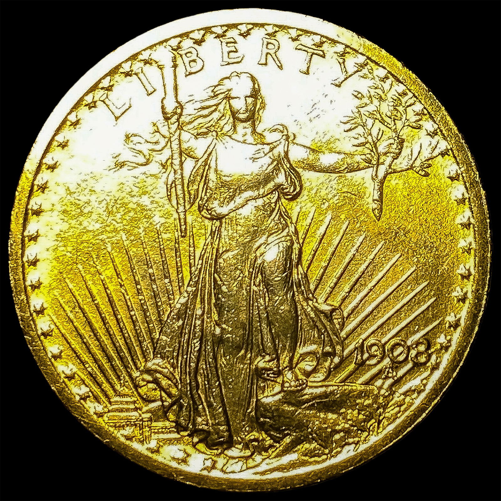 1908 No Motto Gold $20 Double Eagle UNCIRCULATED: 1908 No Motto Gold $20 Double Eagle UNCIRCULATED