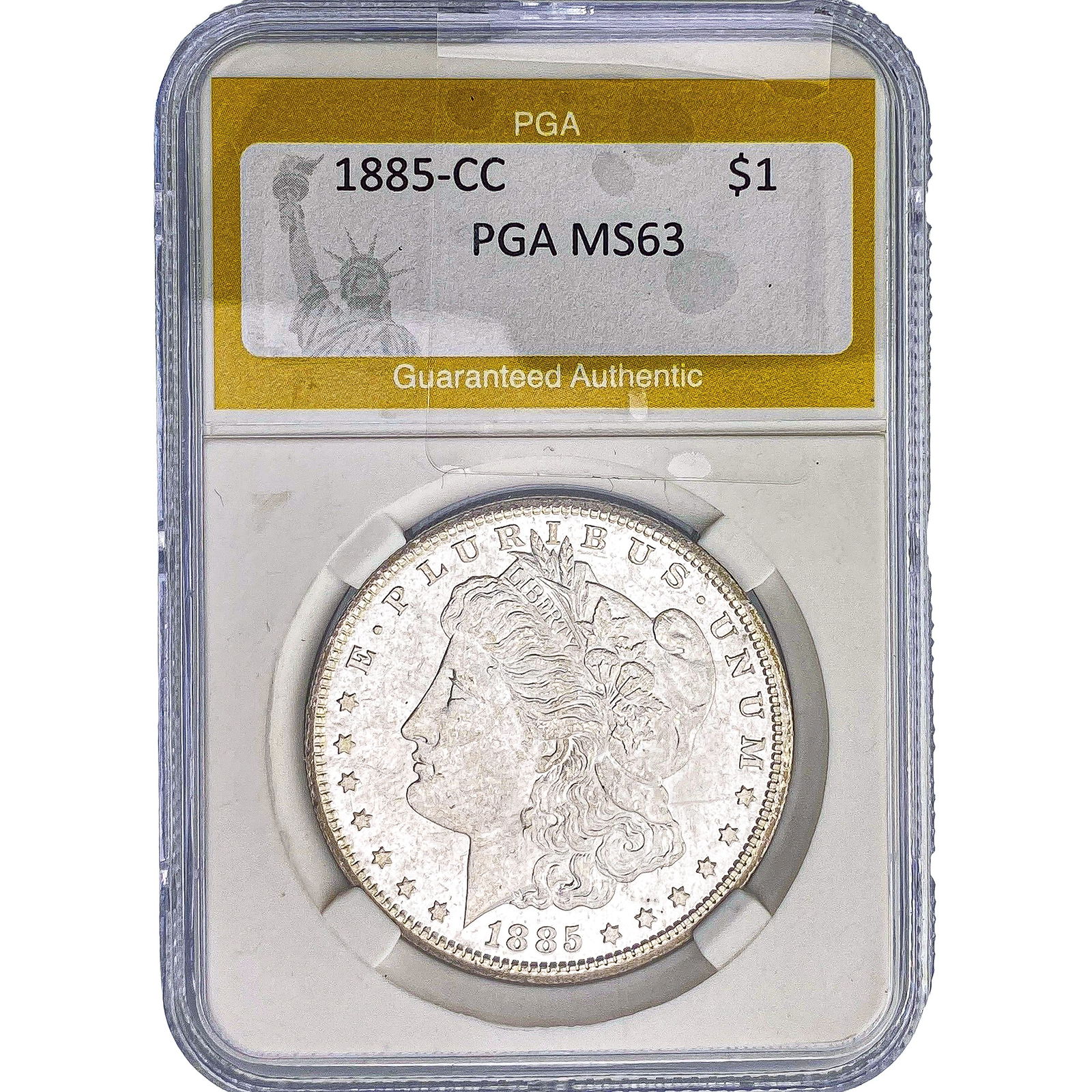 1885-CC Morgan Silver Dollar PGA MS63: 1885-CC Morgan Silver Dollar PGA MS63