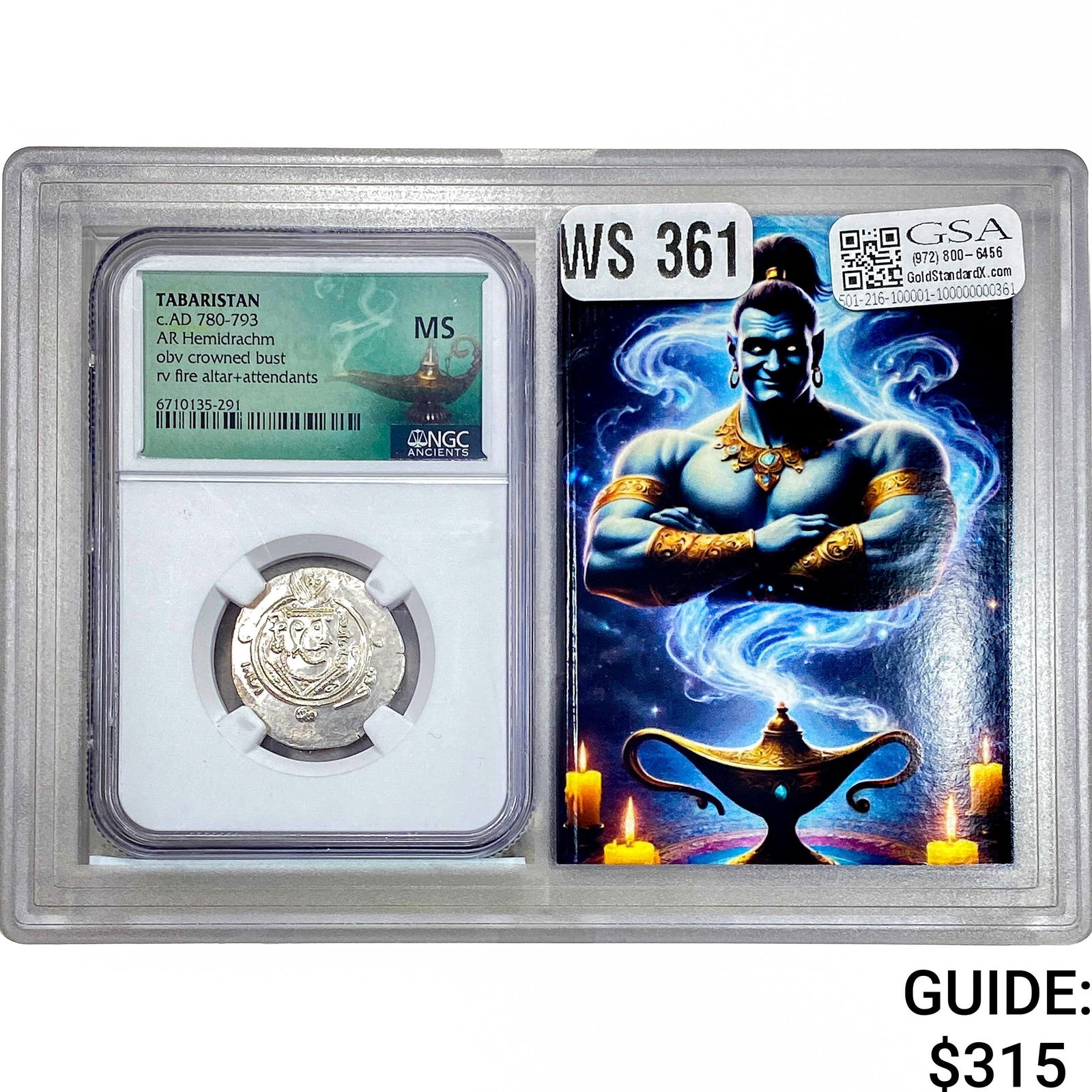 Tabaristan c.AD 780-793 Silver Hemidrachm NGC MS: Tabaristan c.AD 780-793 Silver Hemidrachm NGC MS