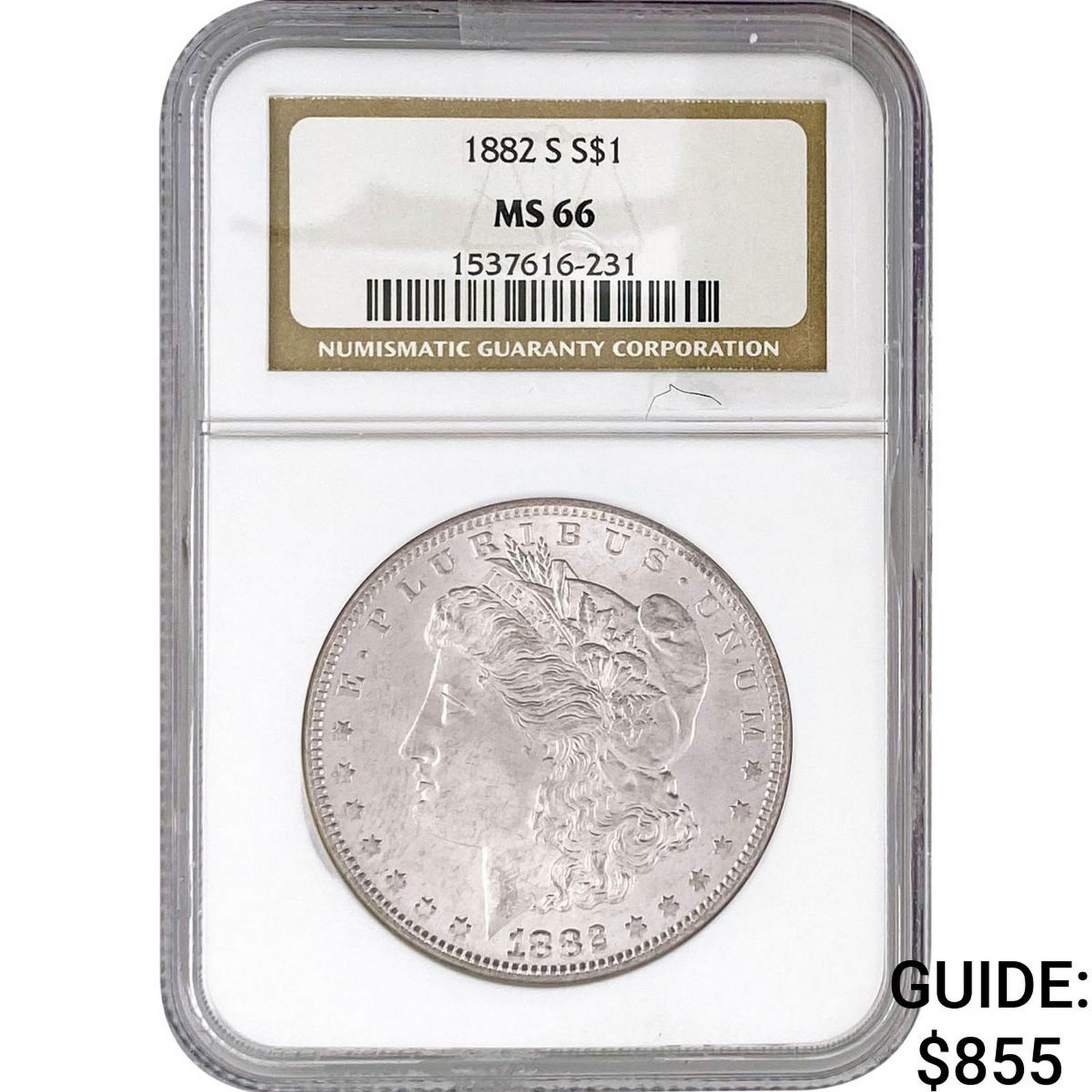 1882-S Morgan Silver Dollar NGC MS66: 1882-S Morgan Silver Dollar NGC MS66