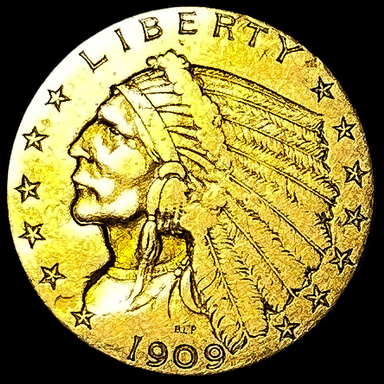 1909 Indian Head Gold $2.50 Quarter Eagle NEARLY UNCIRCULATED (1 of 2)
