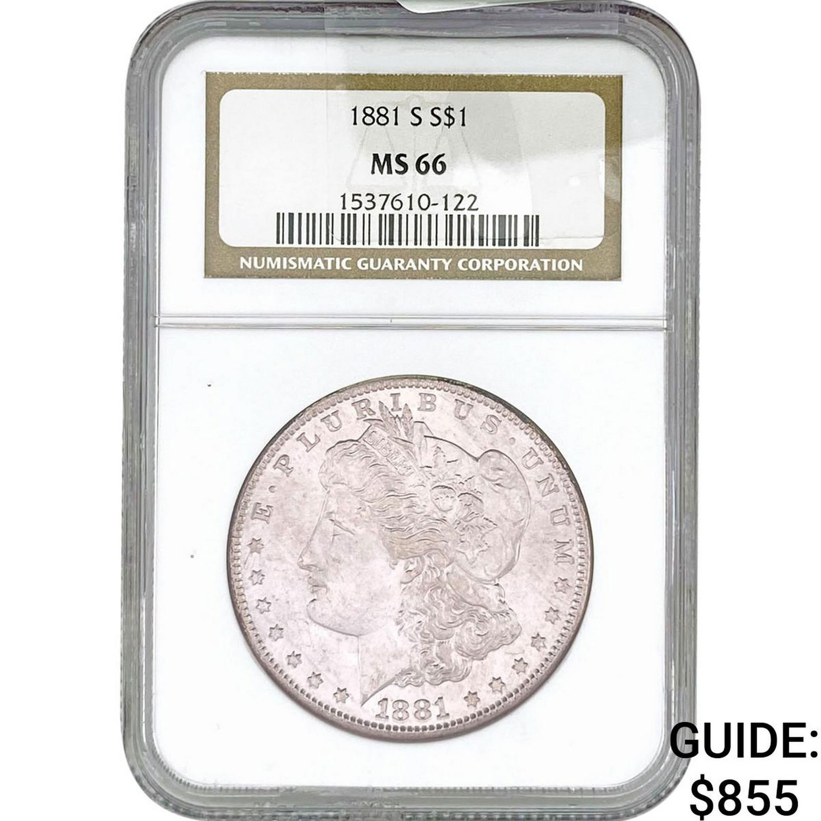 1881-S Morgan Silver Dollar NGC MS66: 1881-S Morgan Silver Dollar NGC MS66