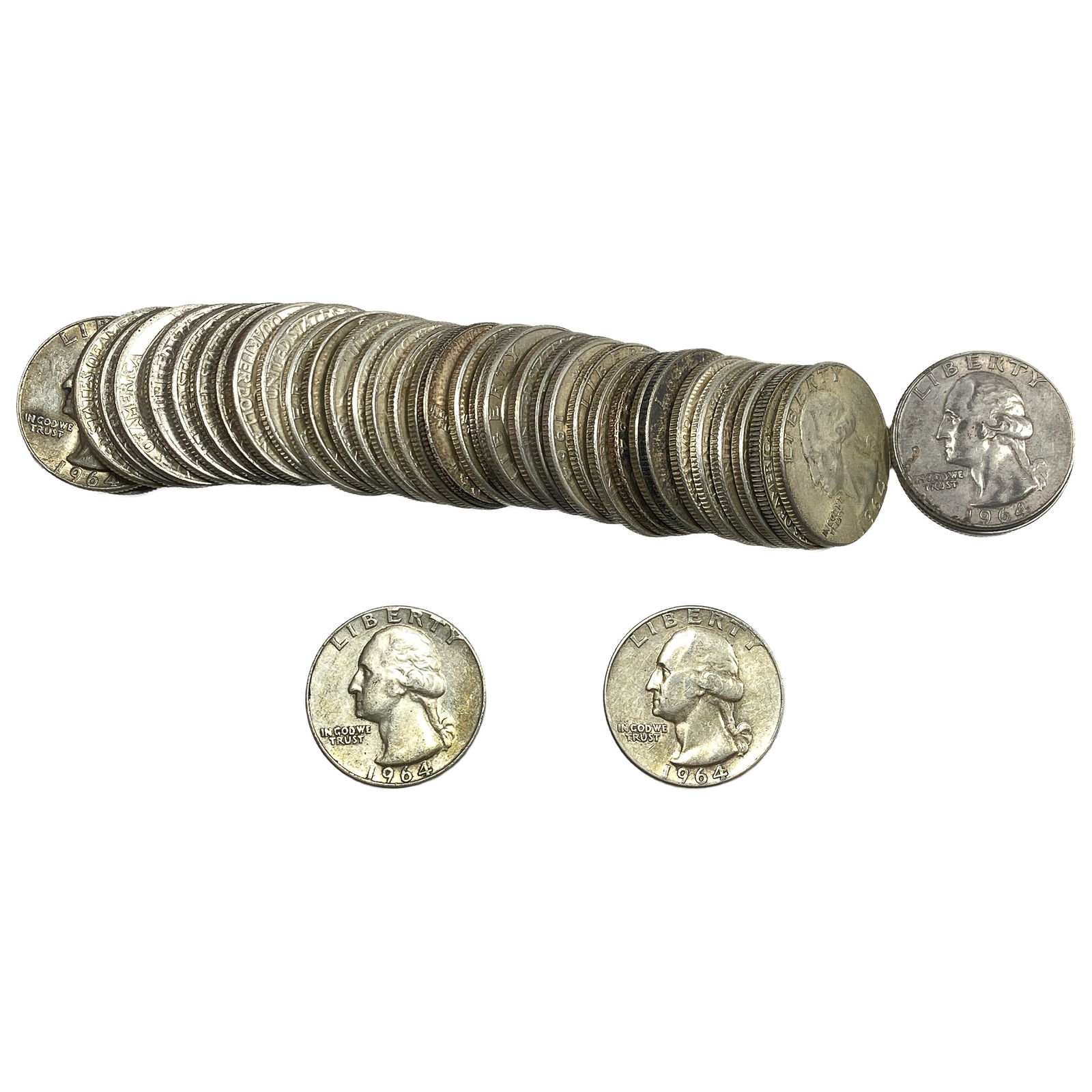Roll of 40 Silver Washington 25C: Roll of 40 Silver Washington 25C