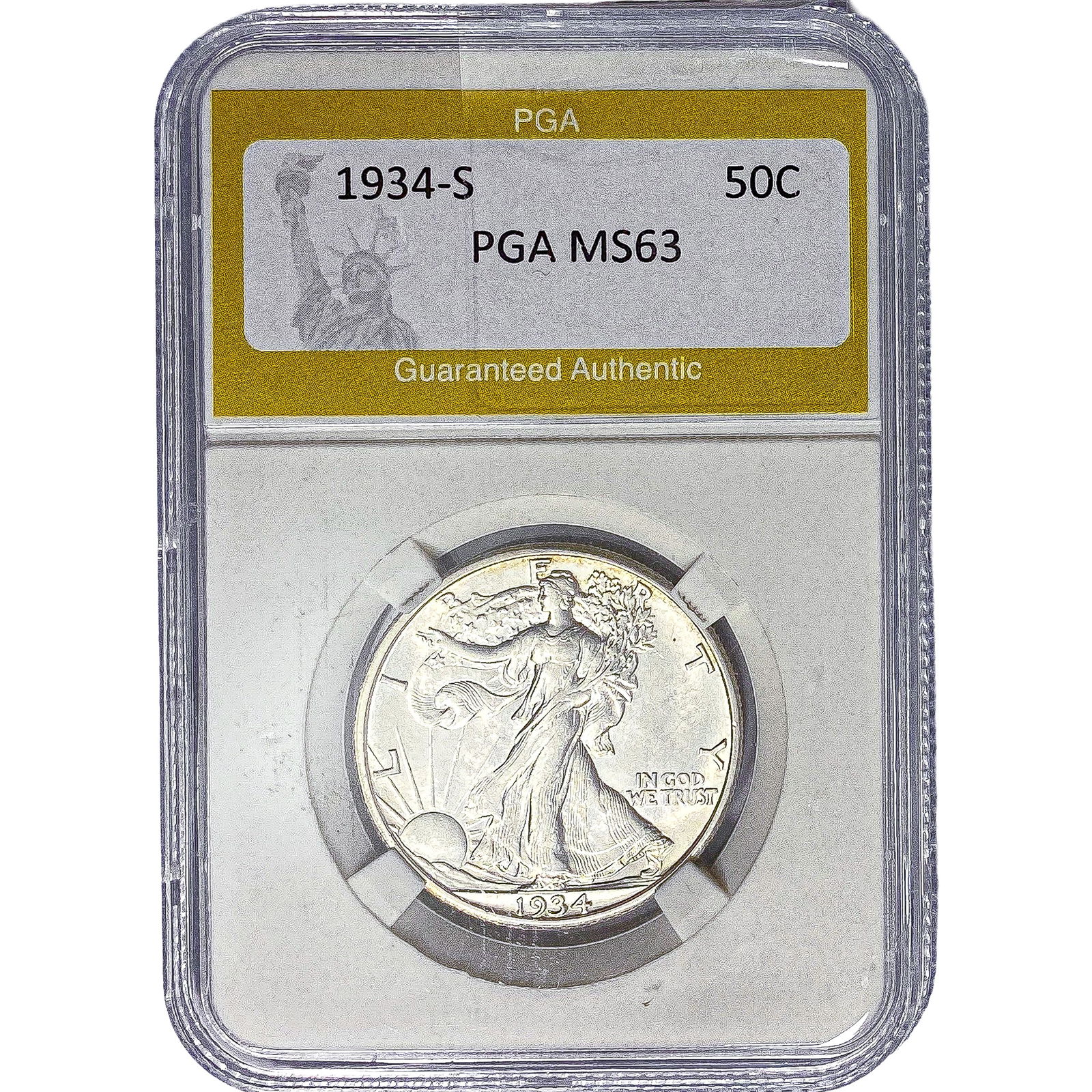 1934-S Walking Liberty Half Dollar PGA MS63: 1934-S Walking Liberty Half Dollar PGA MS63