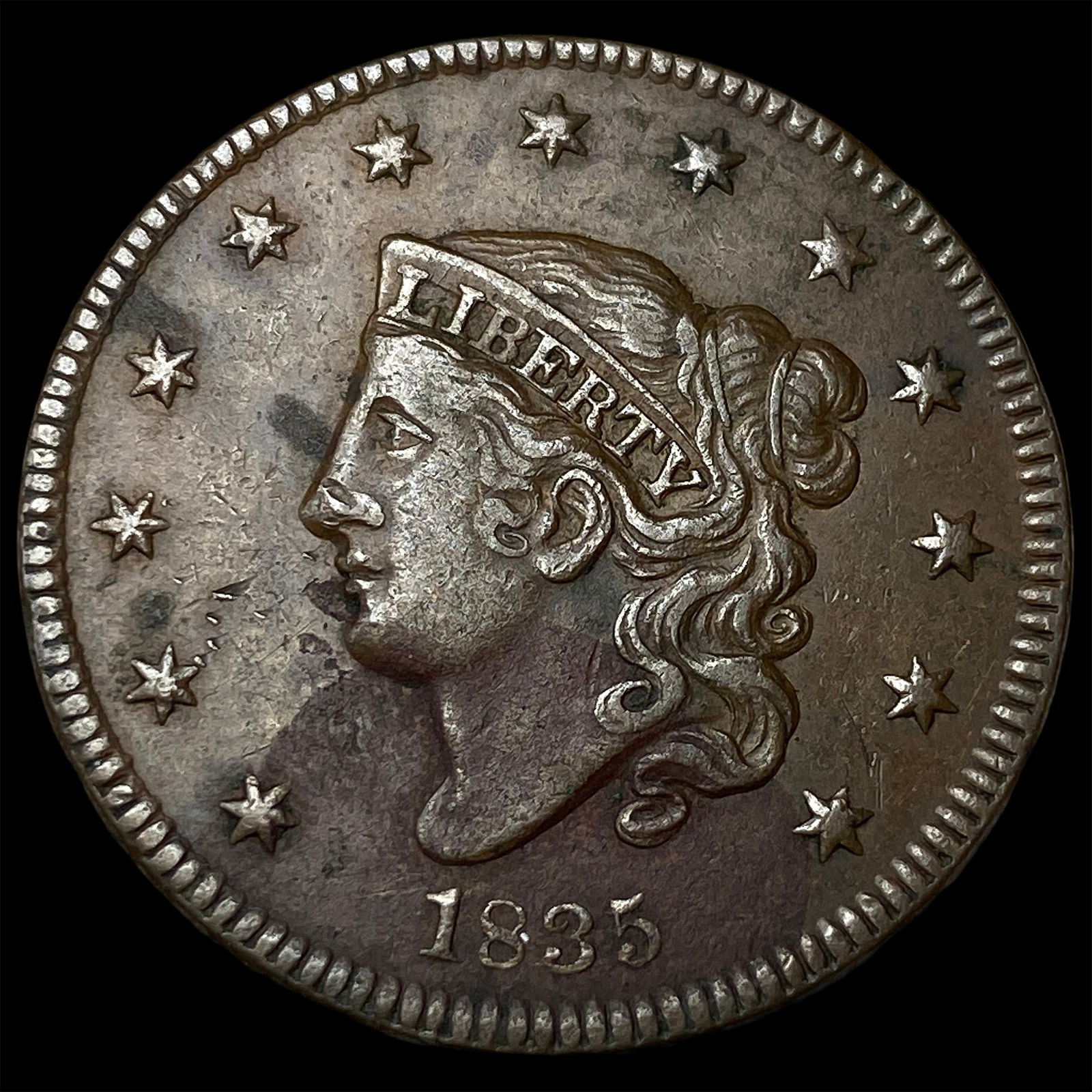1835 Coronet Head Large Cent NEARLY UNCIRCULATED (1 of 2)