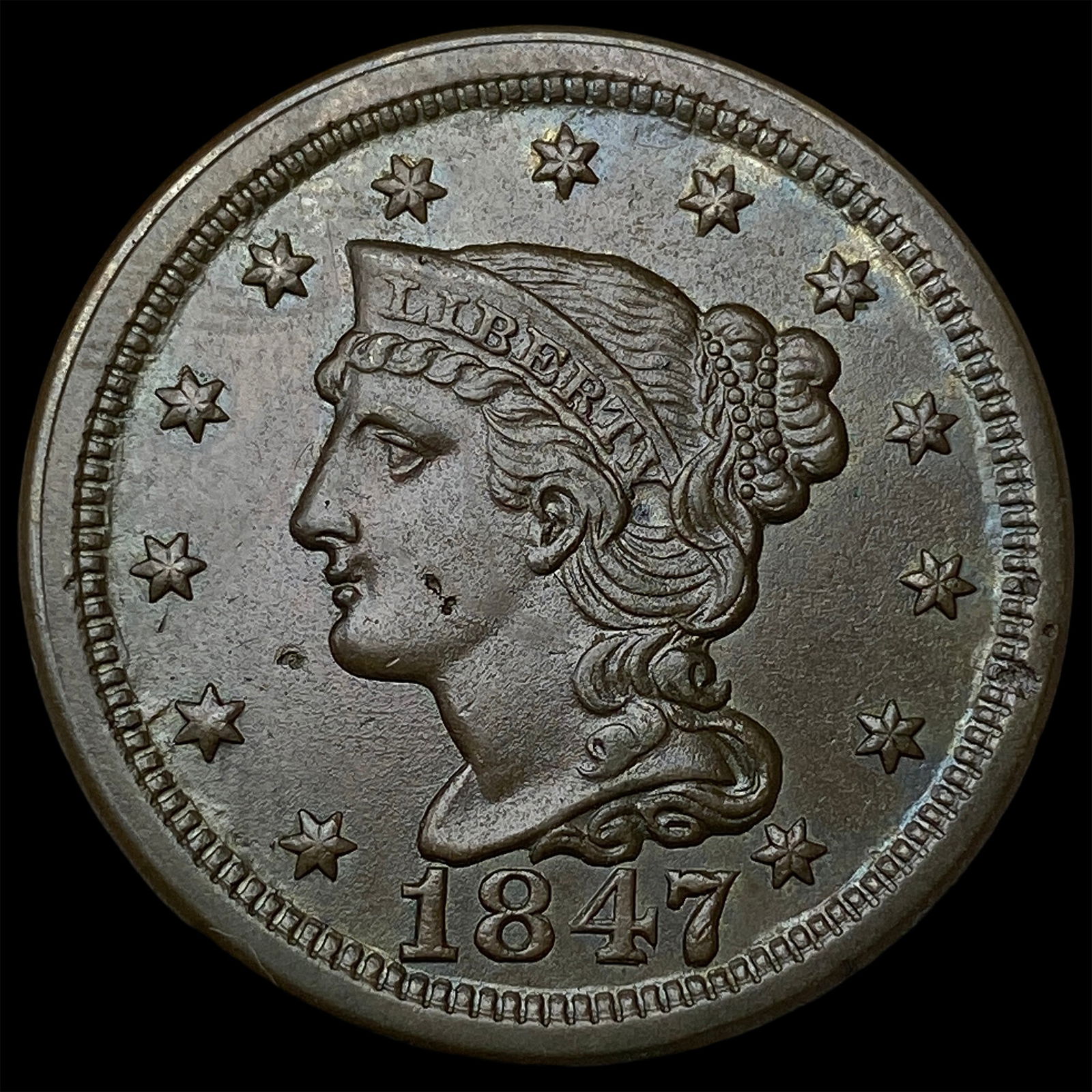 1847 Braided Hair Large Cent UNCIRCULATED (1 of 2)