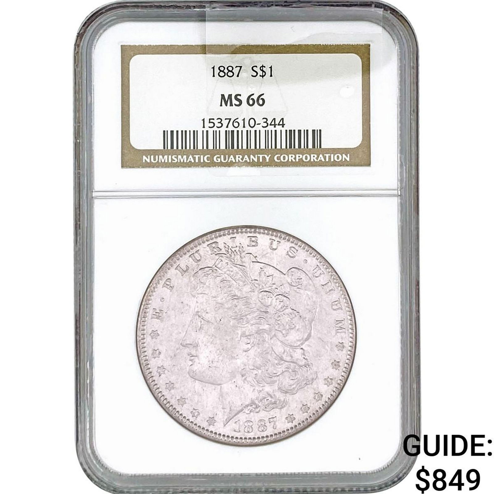 1887 Morgan Silver Dollar NGC MS66: 1887 Morgan Silver Dollar NGC MS66