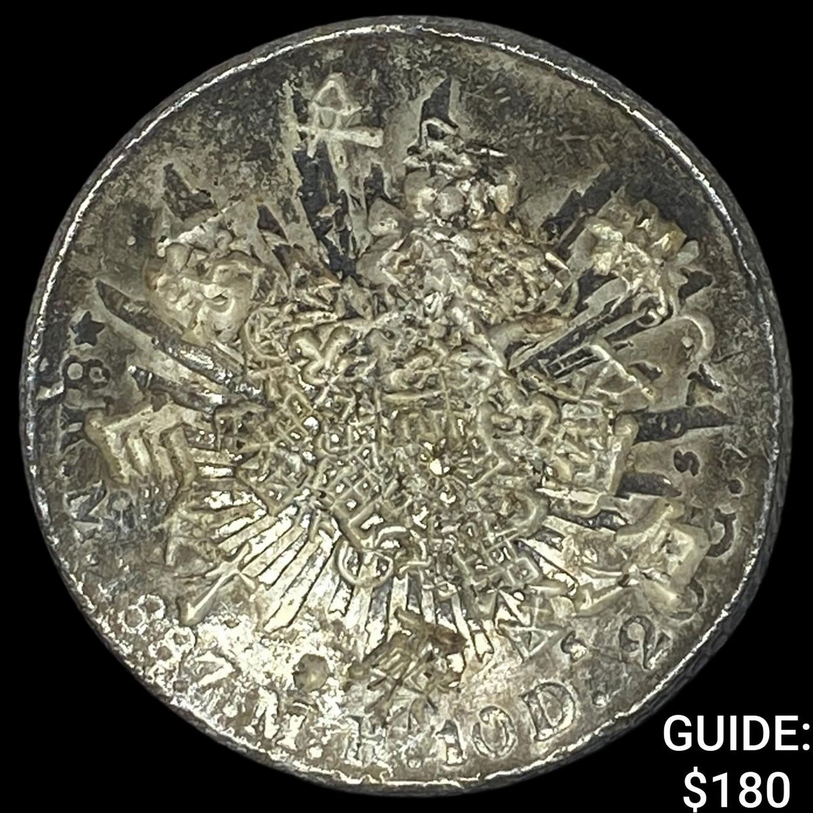 Mexico Silver 1 Peso Chopmarks NEARLY UNCIRCULATED: Mexico Silver 1 Peso Chopmarks NEARLY UNCIRCULATED