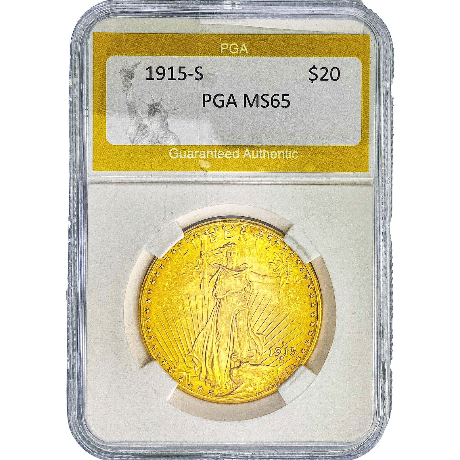 1915-S $20 Gold Double Eagle PGA MS65: 1915-S $20 Gold Double Eagle PGA MS65