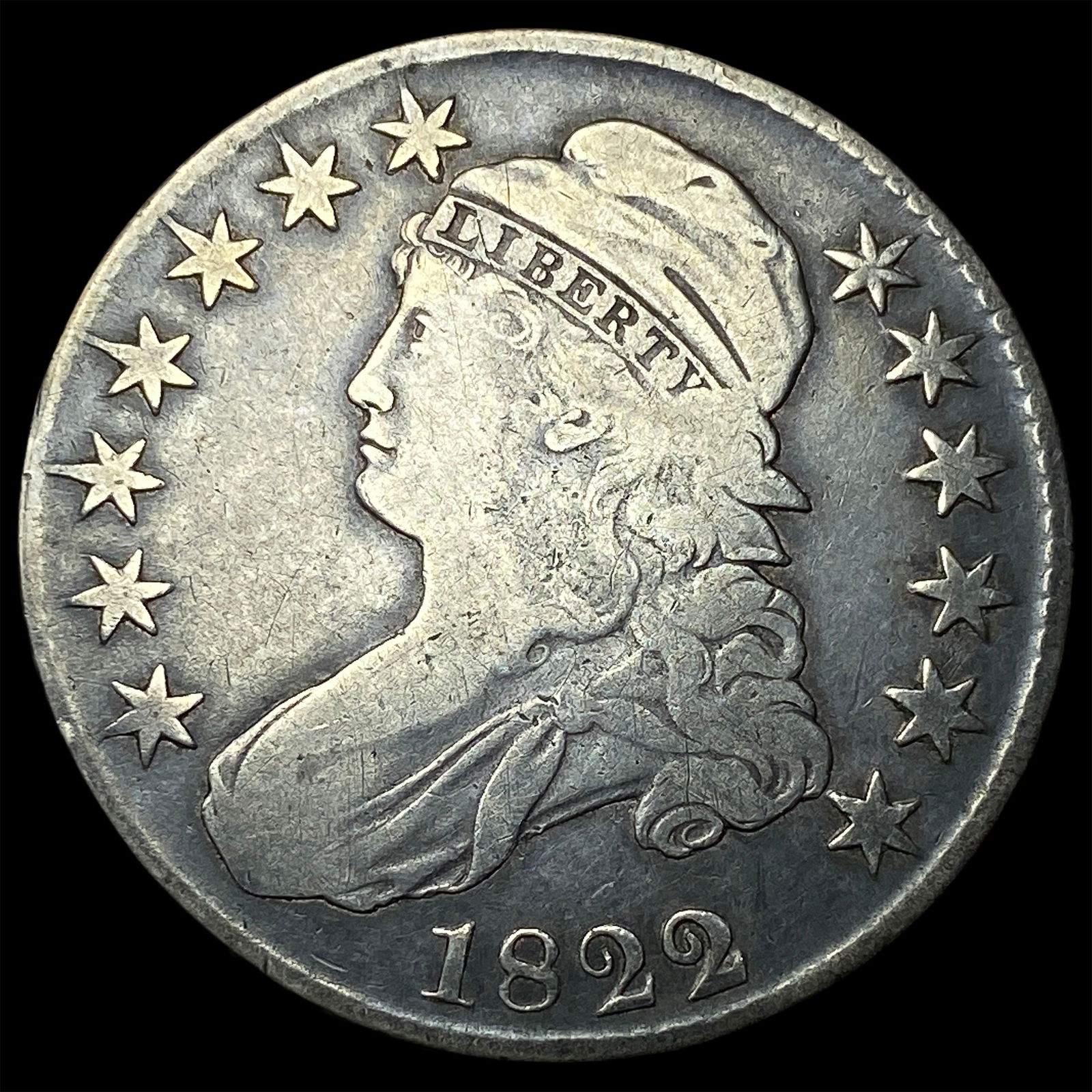 1822 Capped Bust Half Dollar LIGHTLY CIRCULATED: 1822 Capped Bust Half Dollar LIGHTLY CIRCULATED