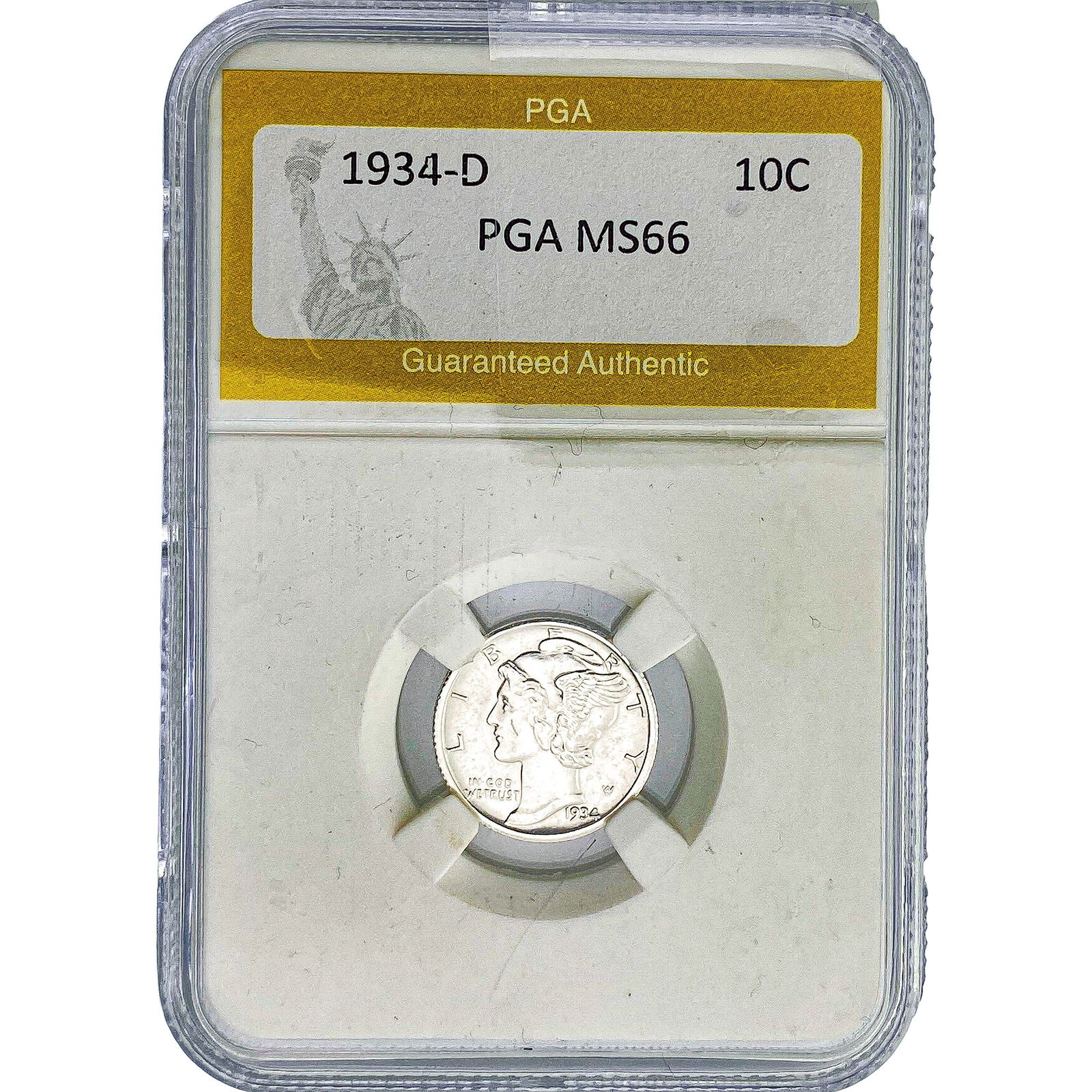 1934-D Mercury Silver Dime PGA MS66: 1934-D Mercury Silver Dime PGA MS66