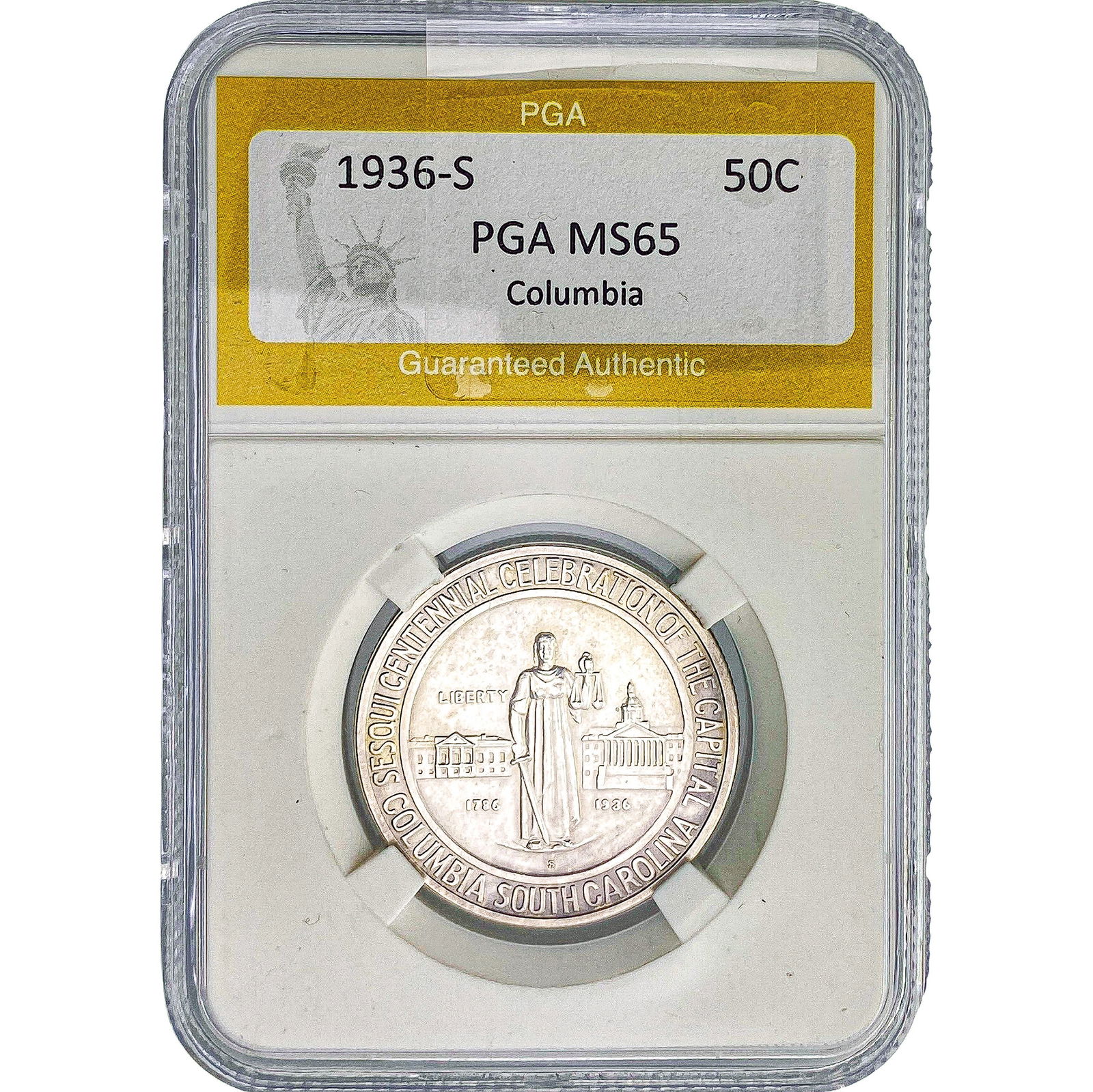 1936-S Columbia Half Dollar PGA MS65: 1936-S Columbia Half Dollar PGA MS65