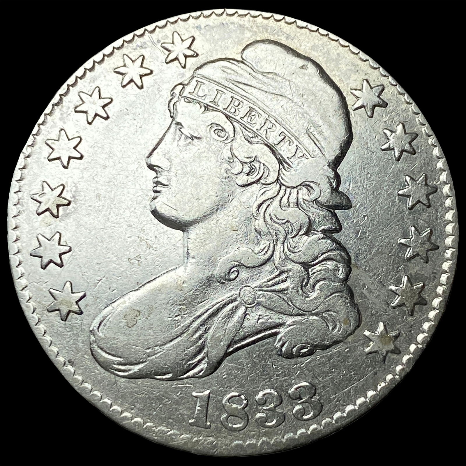 1833 Capped Bust Half Dollar CLOSELY UNCIRCULATED: 1833 Capped Bust Half Dollar CLOSELY UNCIRCULATED