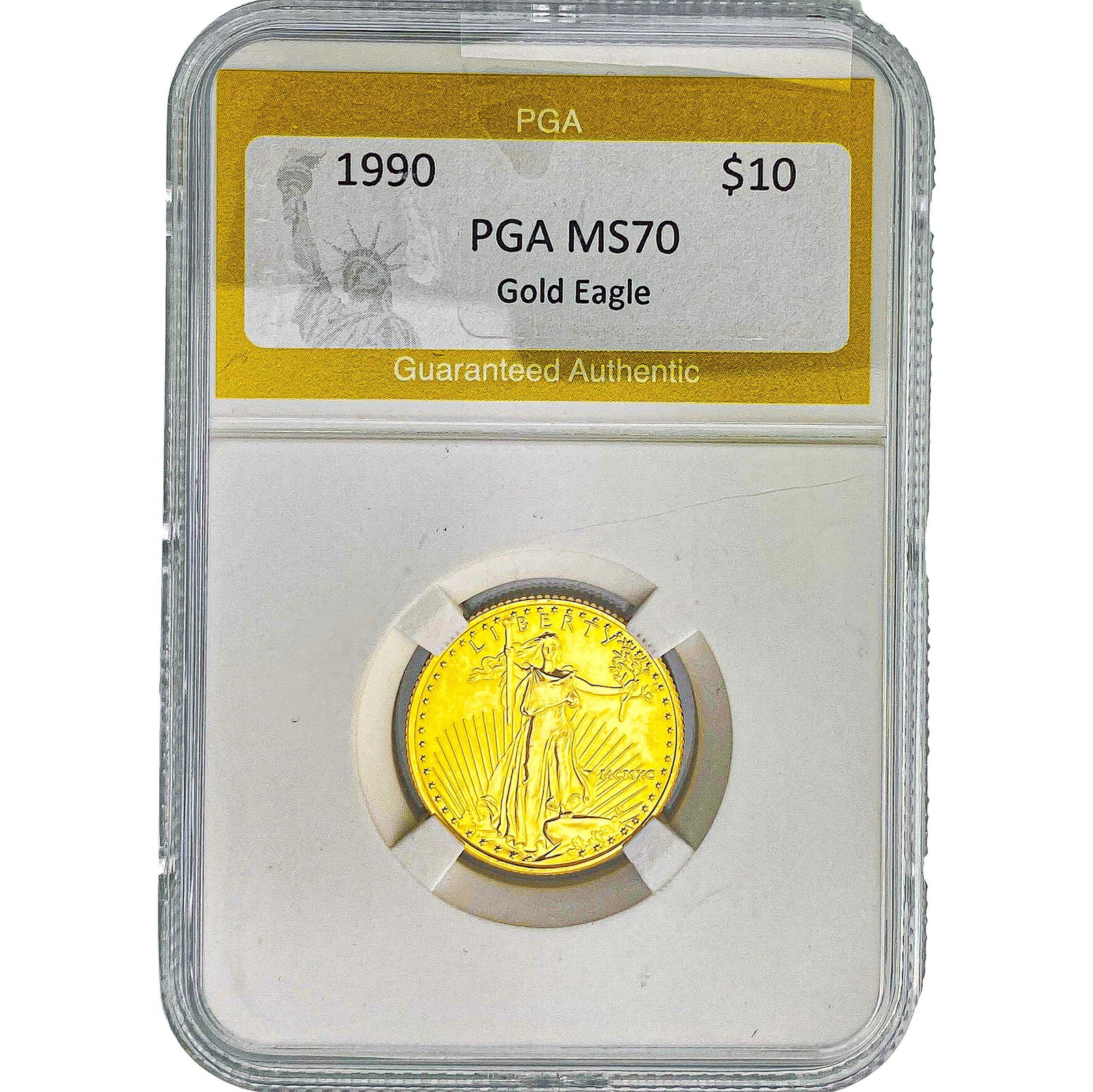 1990 1/4oz $10 Gold Eagle PGA MS70: 1990 1/4oz $10 Gold Eagle PGA MS70
