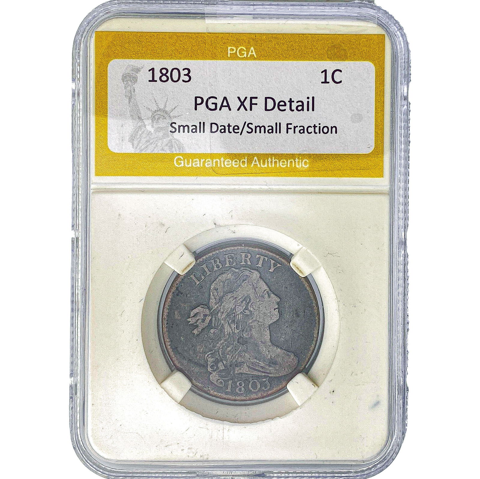 1803 Draped Bust Large Cent PGA XF Detail Sm. Date/Fraction: 1803 Draped Bust Large Cent PGA XF Detail Sm. Date/Fraction
