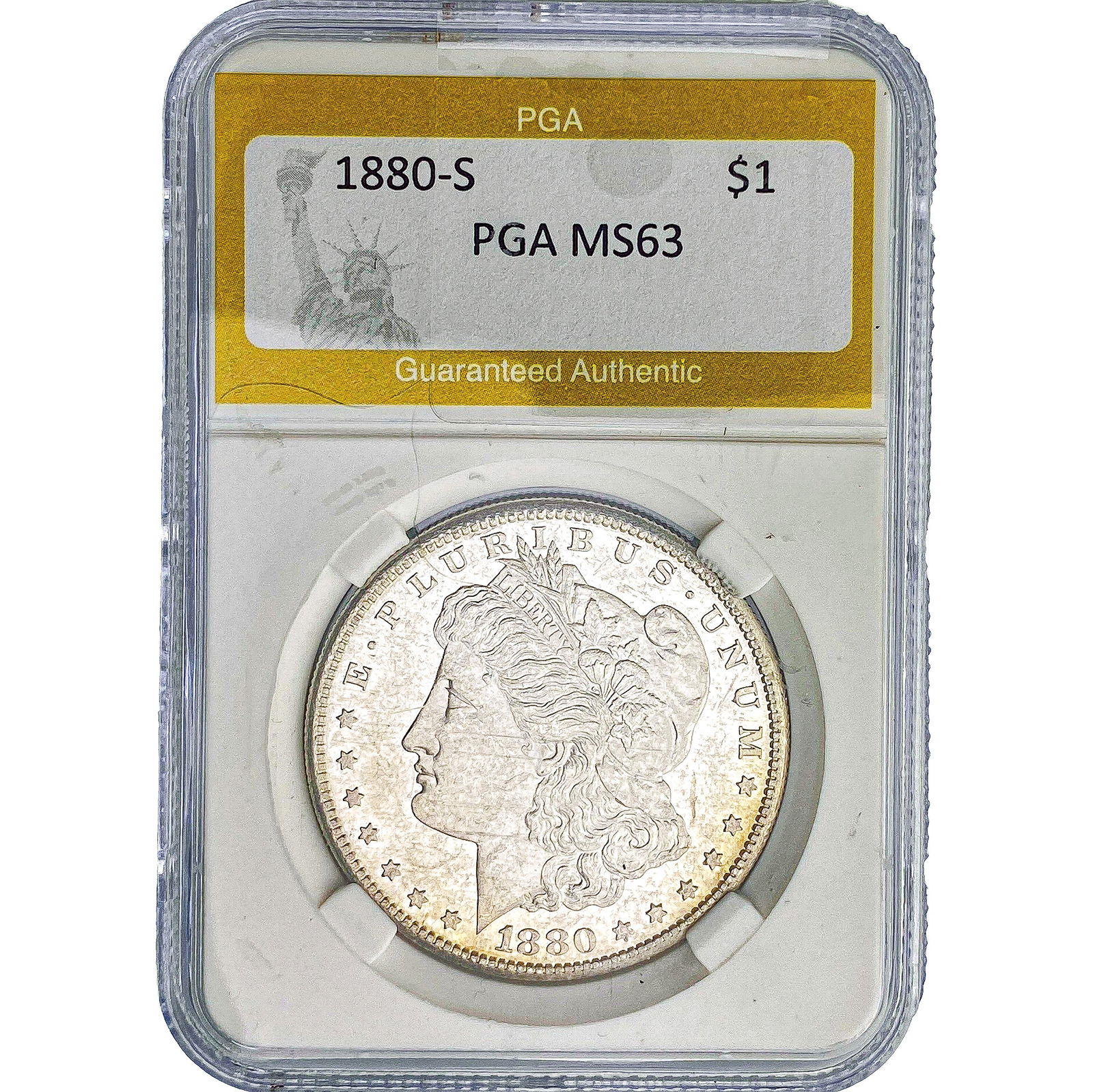 1880-S Morgan Silver Dollar PGA MS63: 1880-S Morgan Silver Dollar PGA MS63
