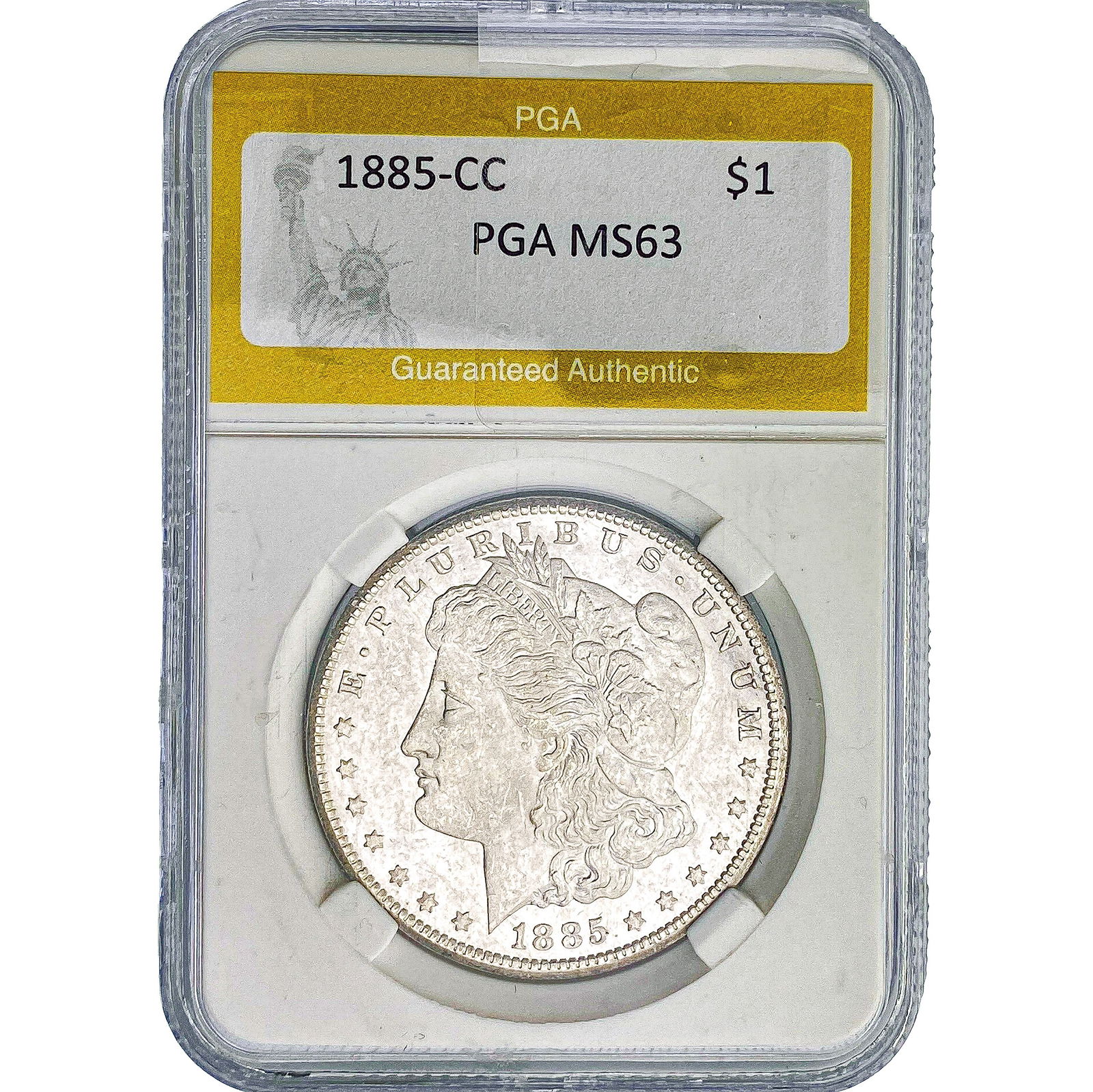 1885-CC Morgan Silver Dollar PGA MS63: 1885-CC Morgan Silver Dollar PGA MS63