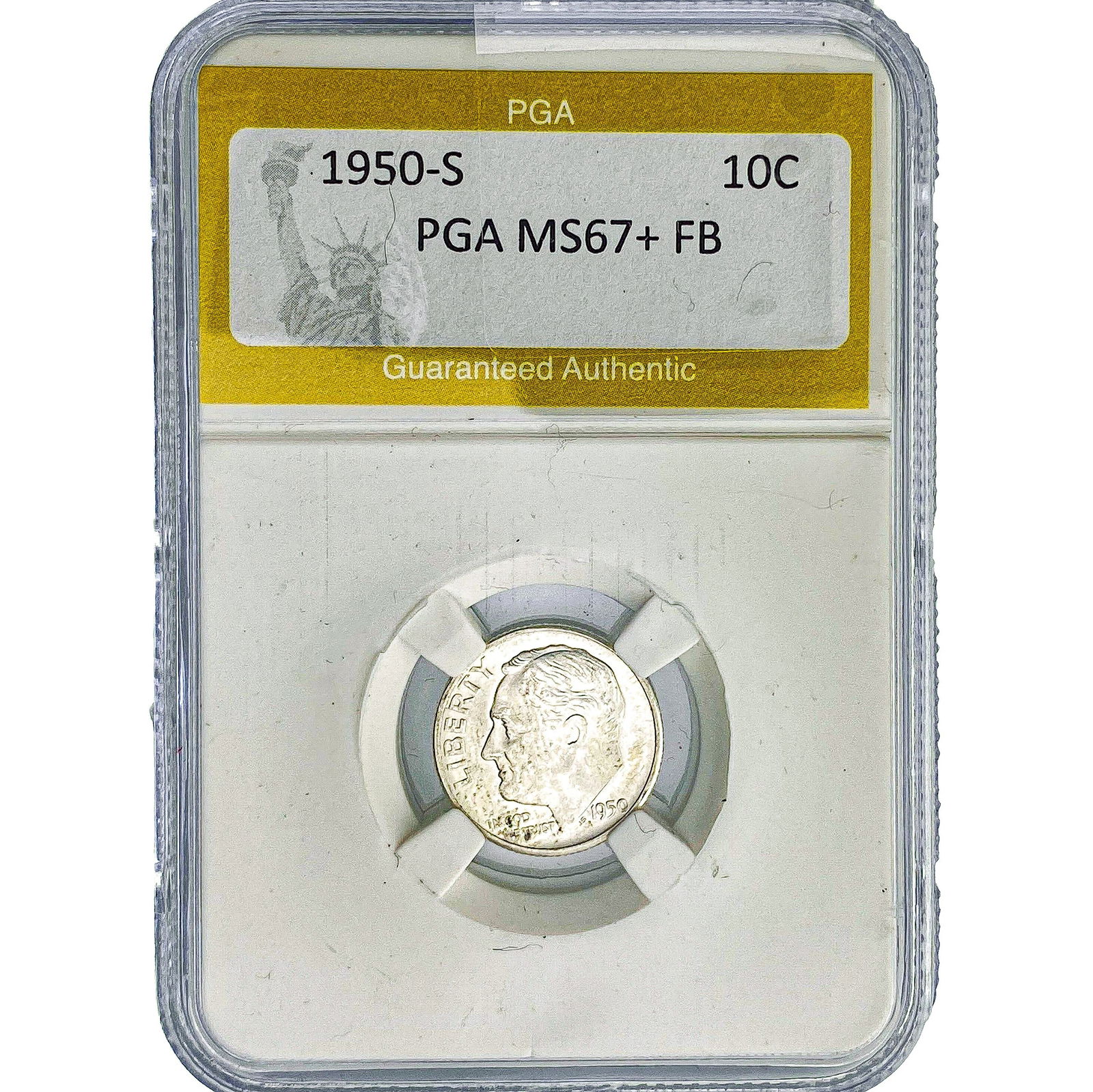 1950-S Roosevelt Dime PGA MS67+ FB: 1950-S Roosevelt Dime PGA MS67+ FB