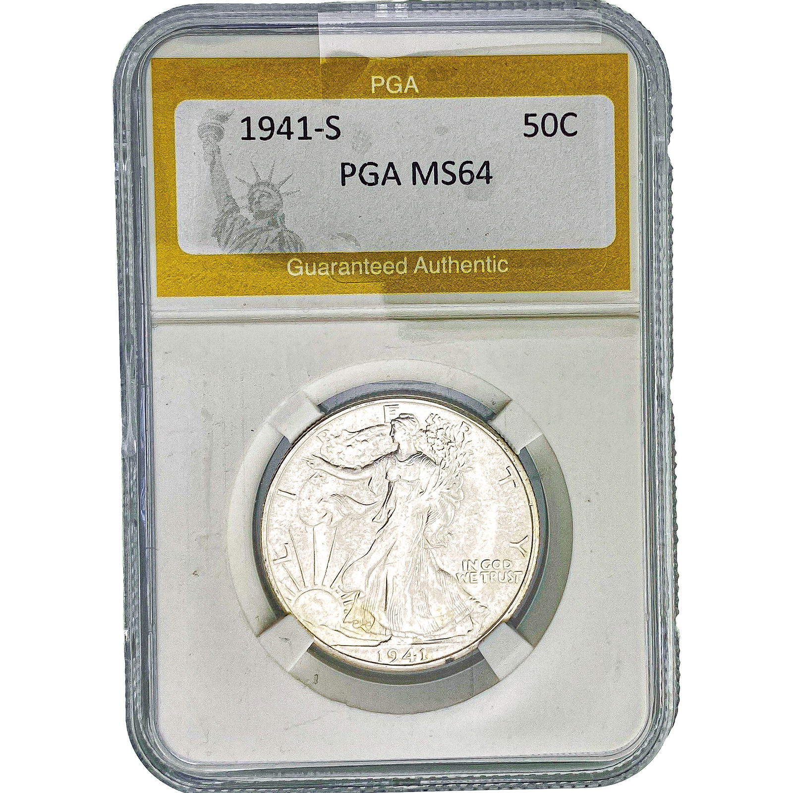 1941-S Walking Liberty Half Dollar PGA MS64: 1941-S Walking Liberty Half Dollar PGA MS64