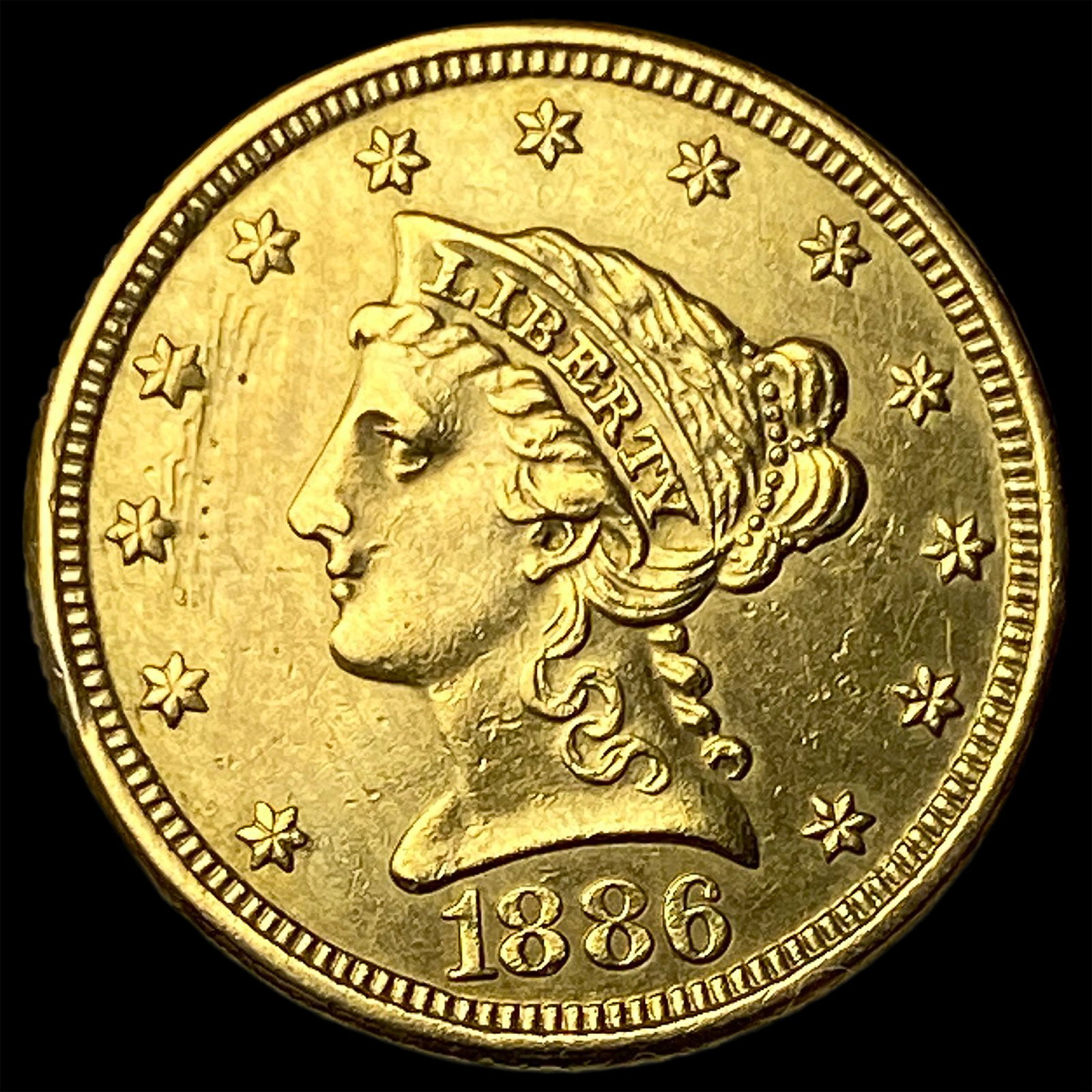1886 Liberty Head Gold Quarter Eagle $2.50 CLOSELY UNCIRCULATED (1 of 2)