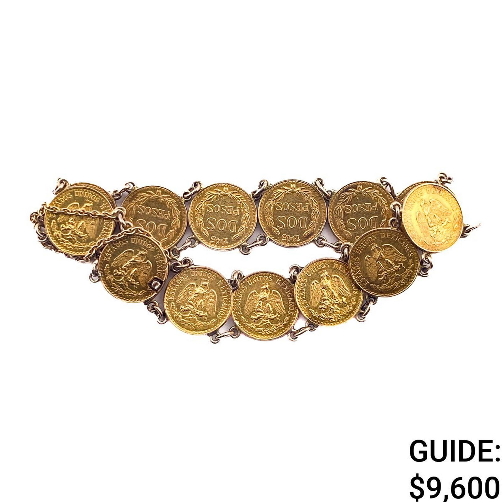 [13 Coins] Mexico Gold 2 Pesos Bracelet .6307oz (1 of 3)