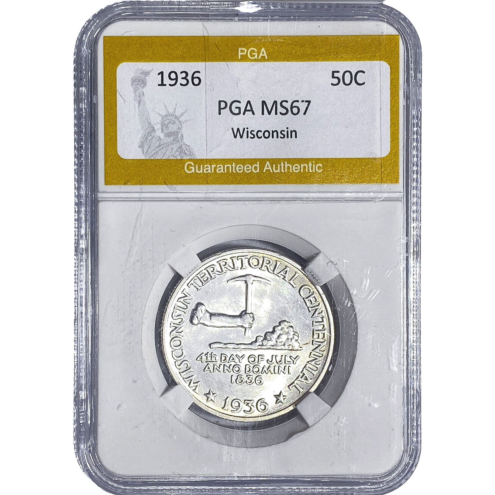 1936 Wisconsin Half Dollar PGA MS67: 1936 Wisconsin Half Dollar PGA MS67