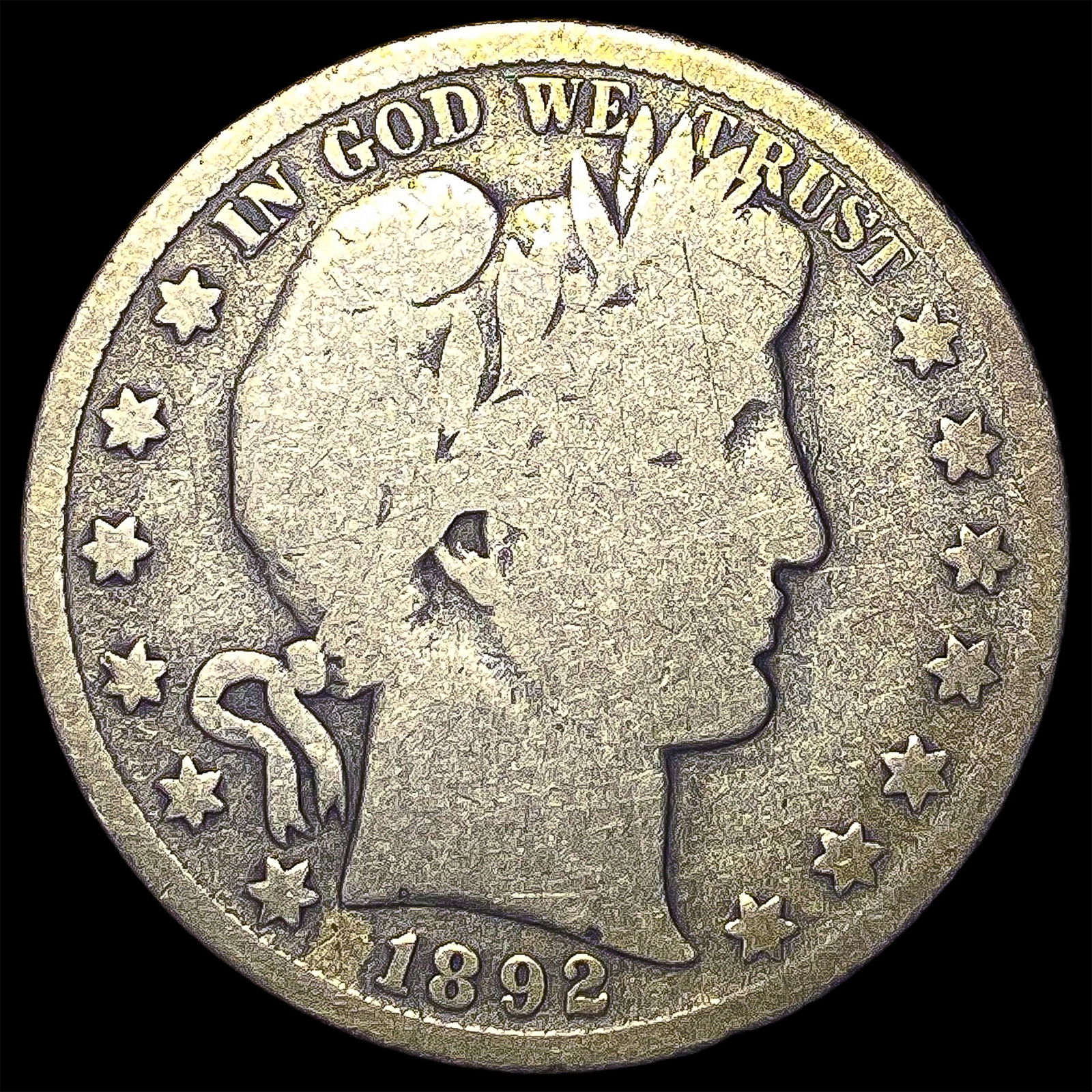 1892-S Silver Barber Half Dollar NICELY CIRCULATED: 1892-S Silver Barber Half Dollar NICELY CIRCULATED