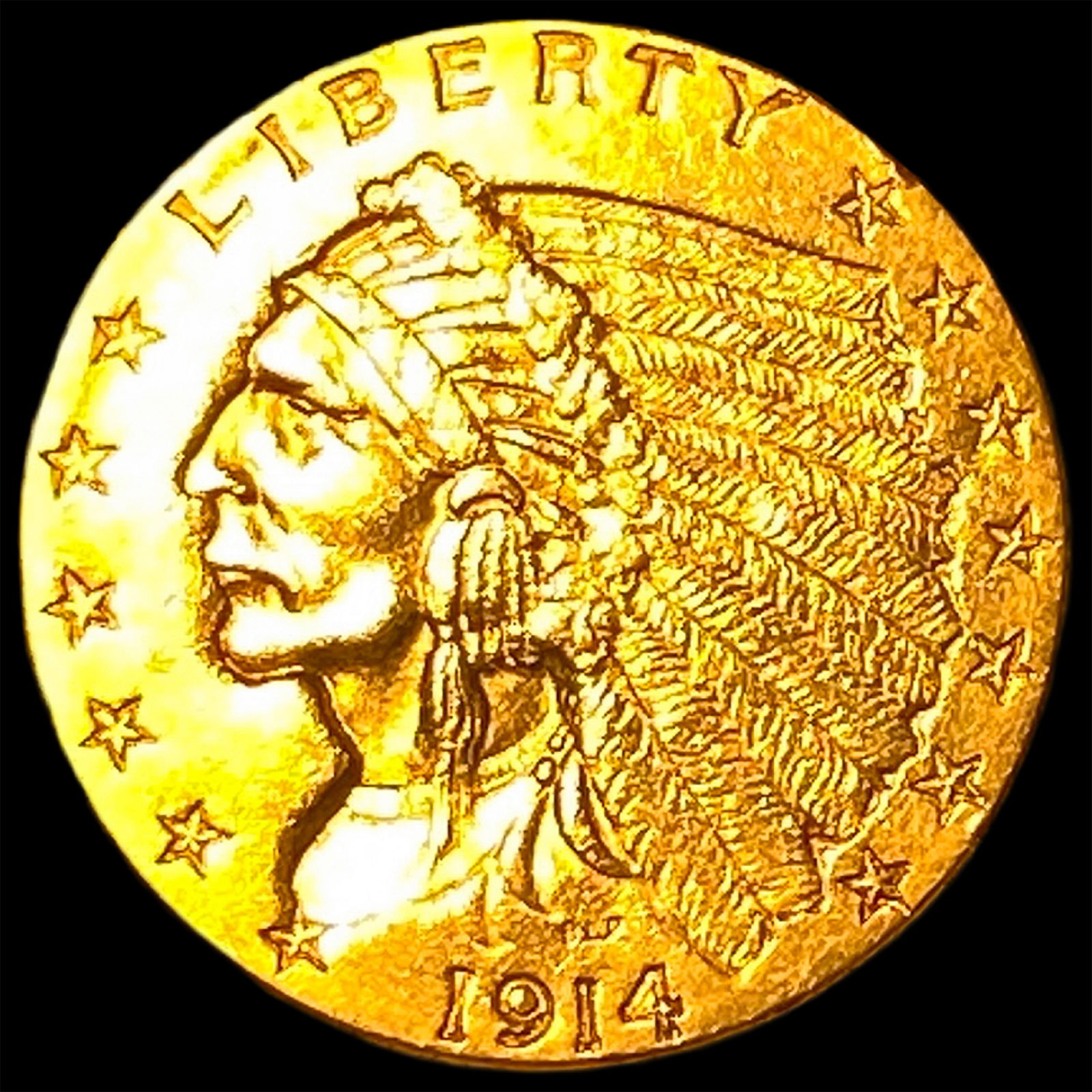 1914 Indian Head $2.5 Gold Quarter Eagle CLOSELY UNCIRCULATED (1 of 2)