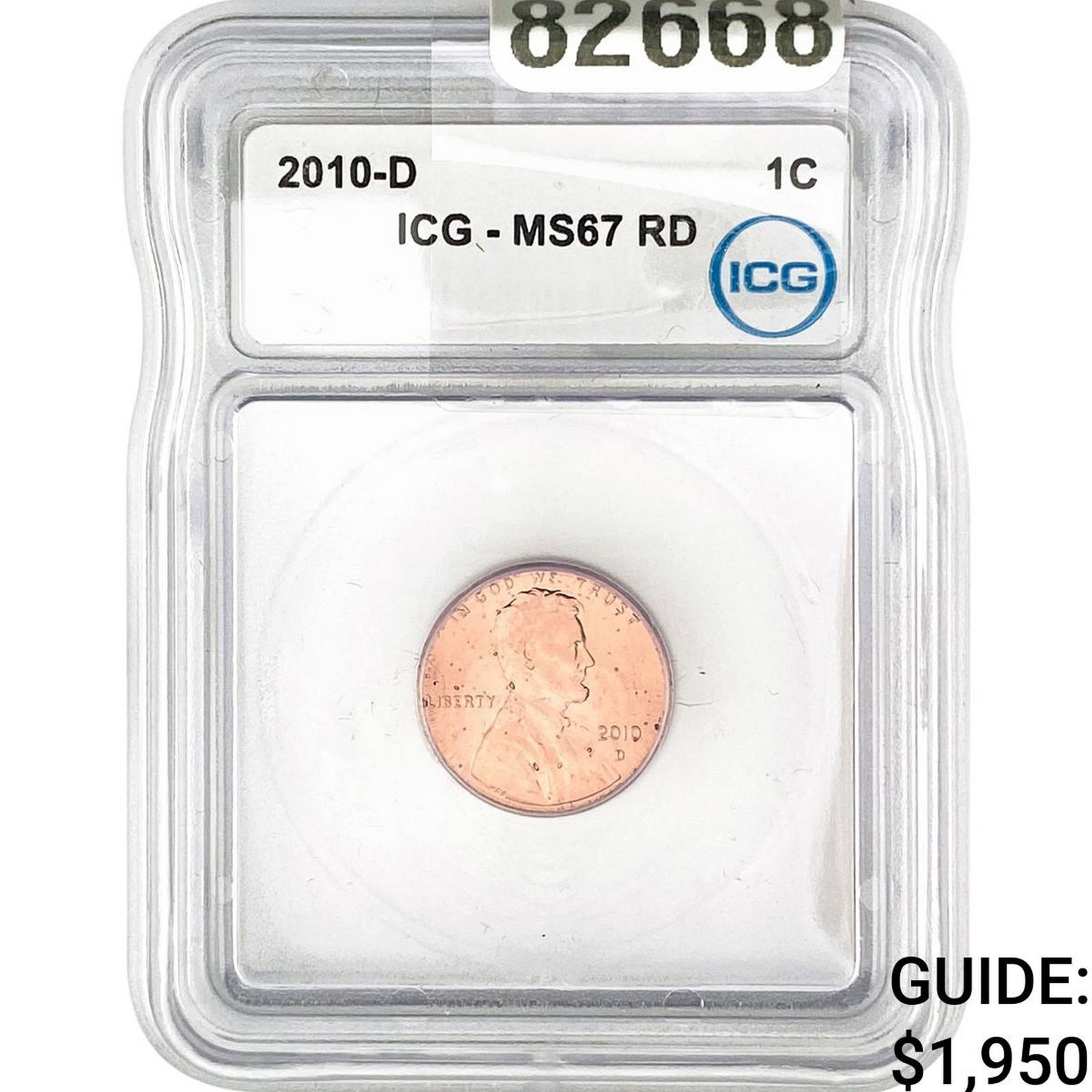 2010-D Lincoln Shield Penny PICG MS67 RD: 2010-D Lincoln Shield Penny PICG MS67 RD