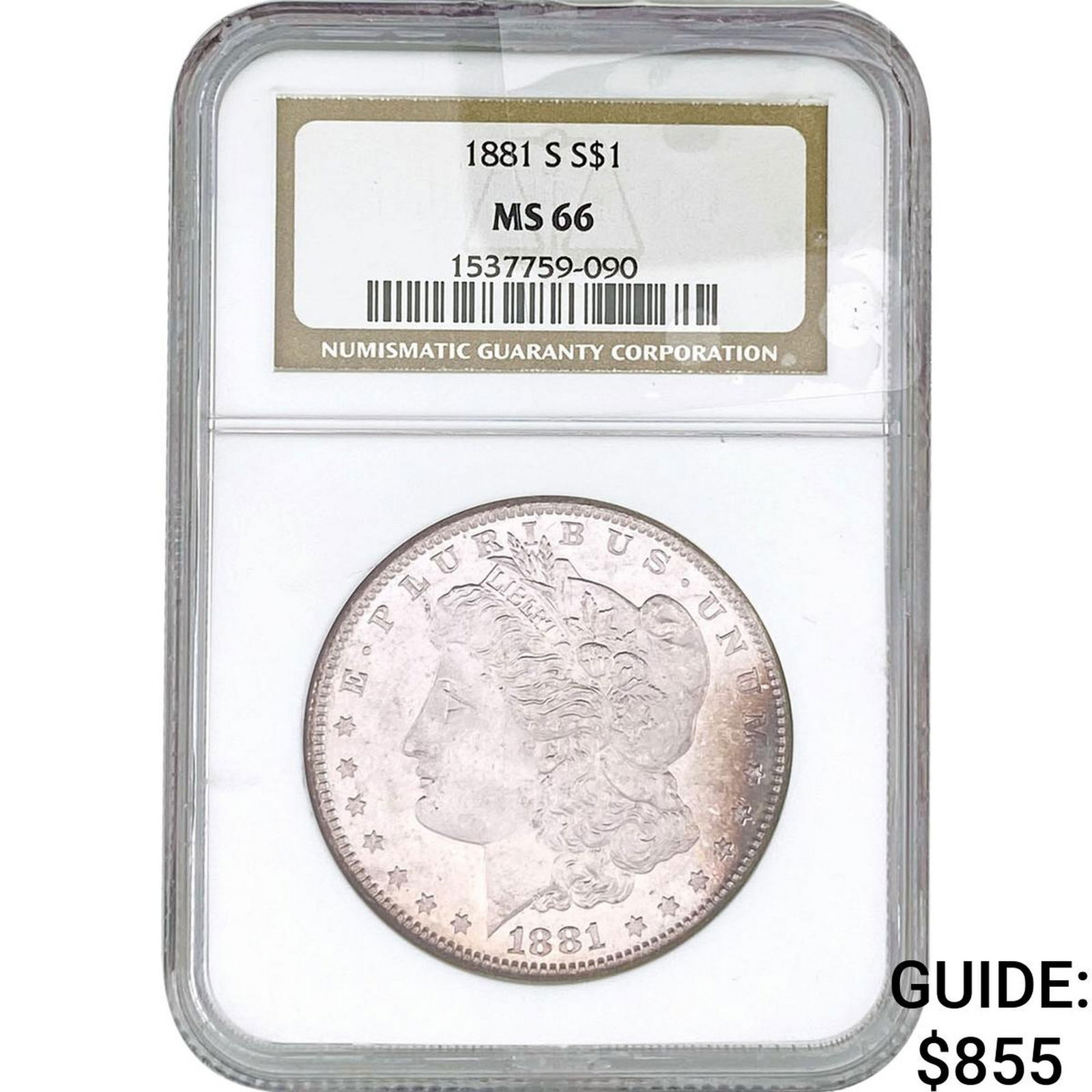 1881-S Morgan Silver Dollar NGC MS66: 1881-S Morgan Silver Dollar NGC MS66