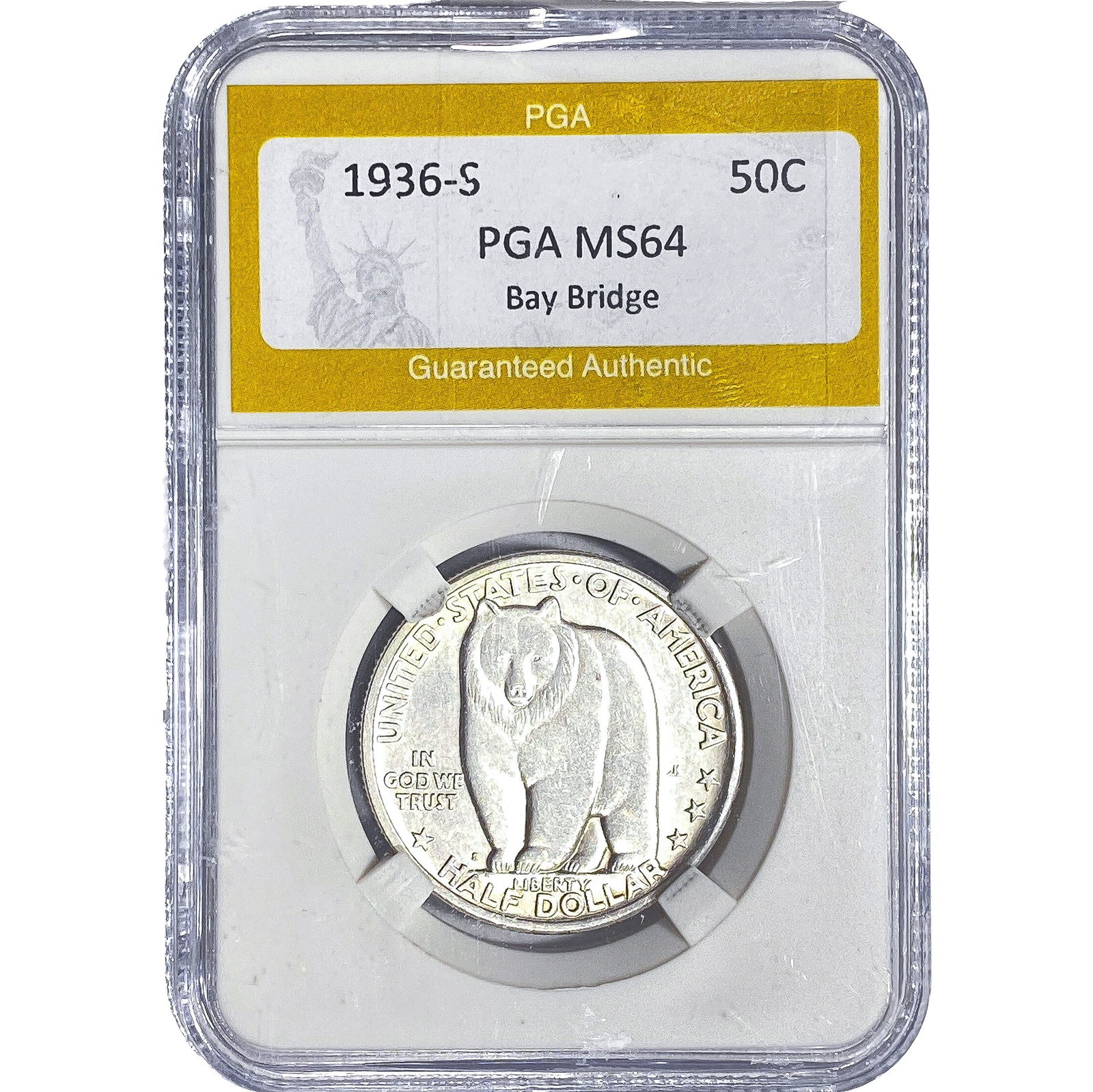 1936-S Bay Bridge Half Dollar PGA MS64: 1936-S Bay Bridge Half Dollar PGA MS64