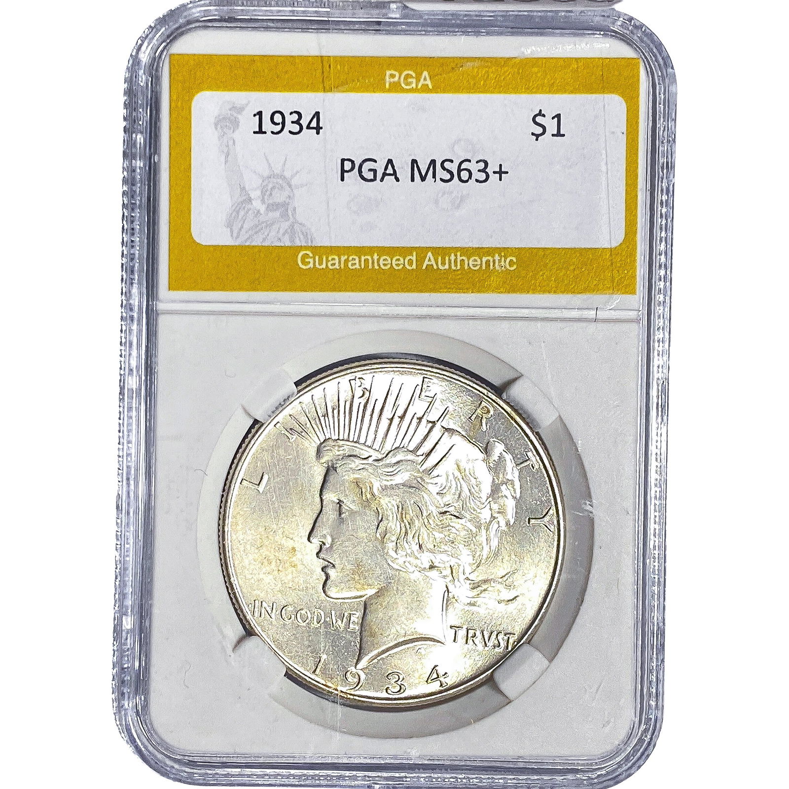 1934 Silver Peace Dollar PGA MS63+: 1934 Silver Peace Dollar PGA MS63+