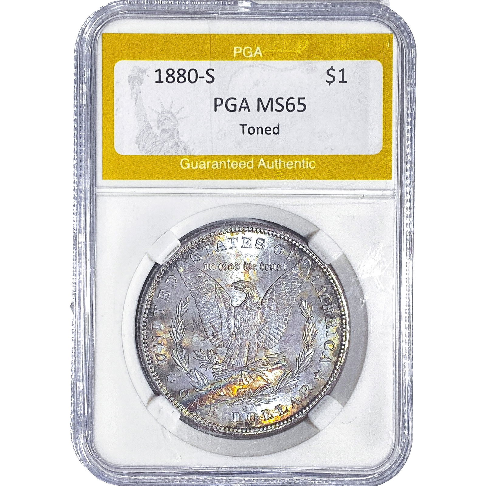 1880-S Morgan Silver Dollar PGA MS65 Toned: 1880-S Morgan Silver Dollar PGA MS65 Toned