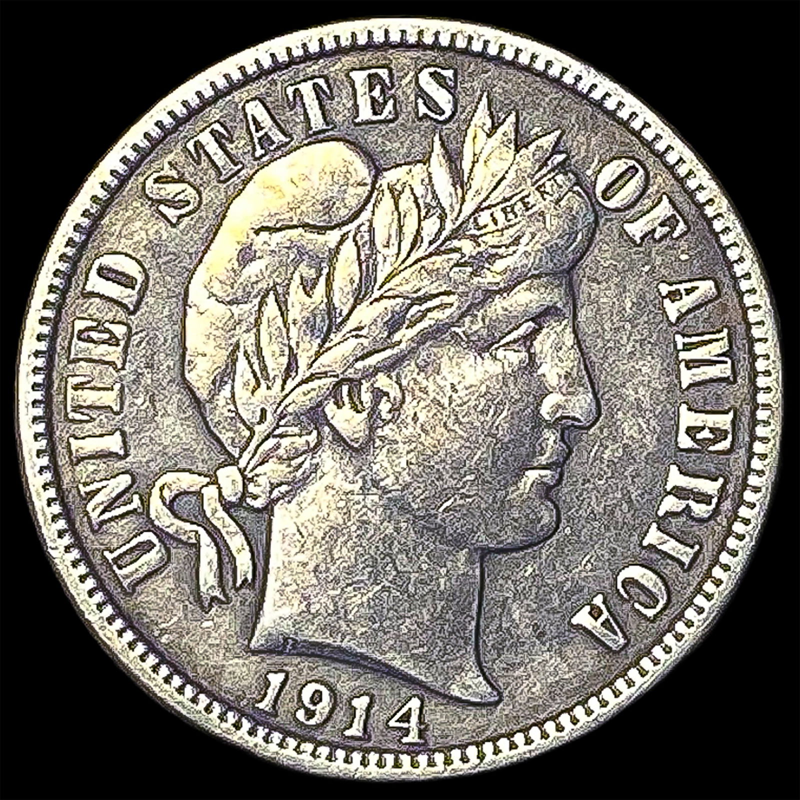 1914-D Silver Barber Dime NEARLY UNCIRCULATED (1 of 2)