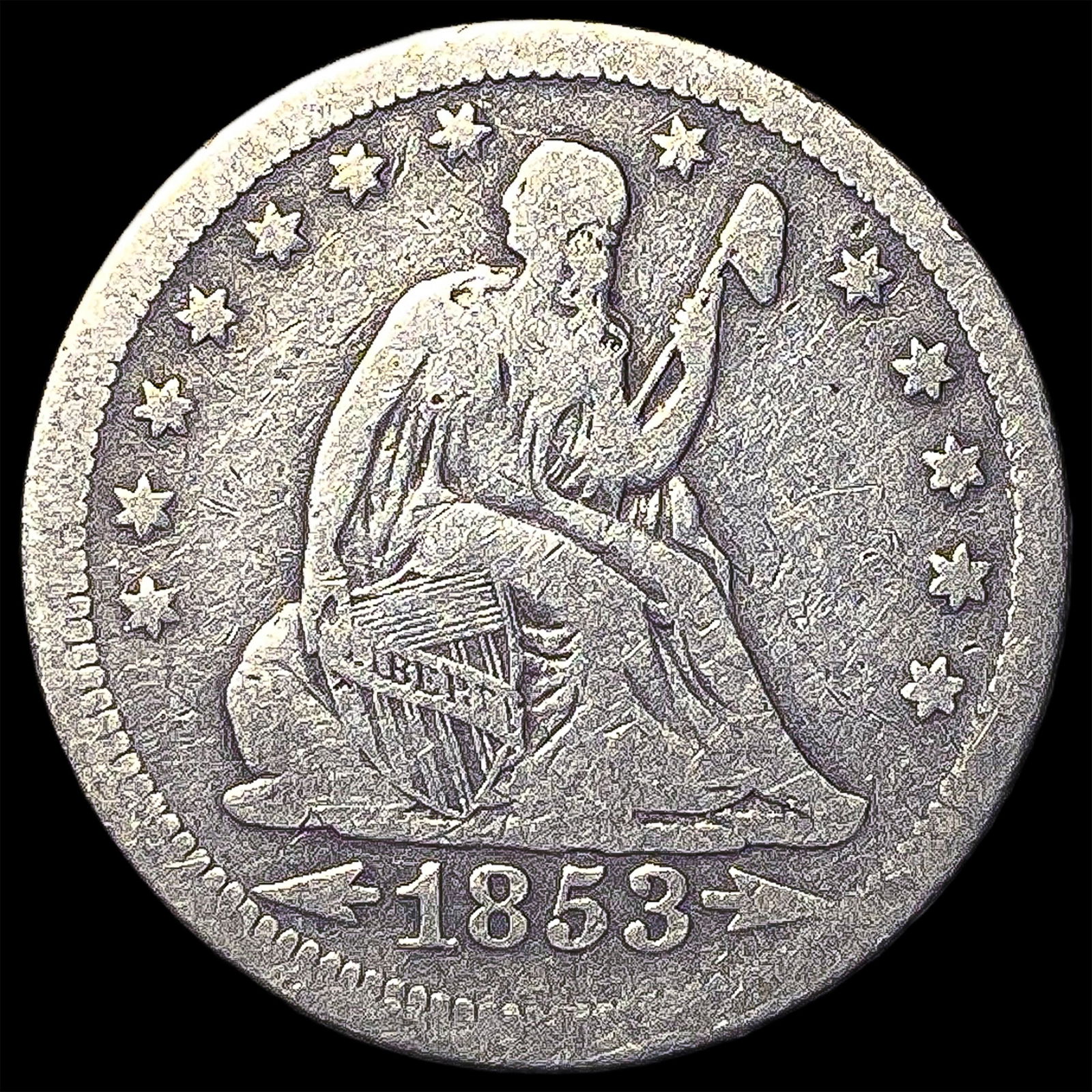 1853 Arrows Seated Liberty Quarter NICELY CIRCULATED (1 of 2)