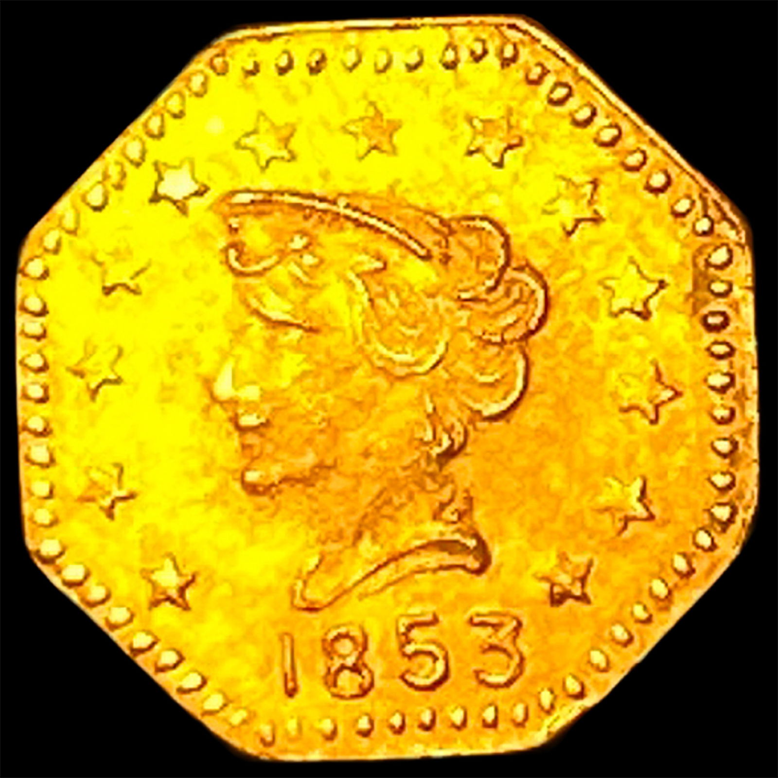 1853 California Gold Octagonal 50 Cents Token UNCIRCULATED (1 of 2)