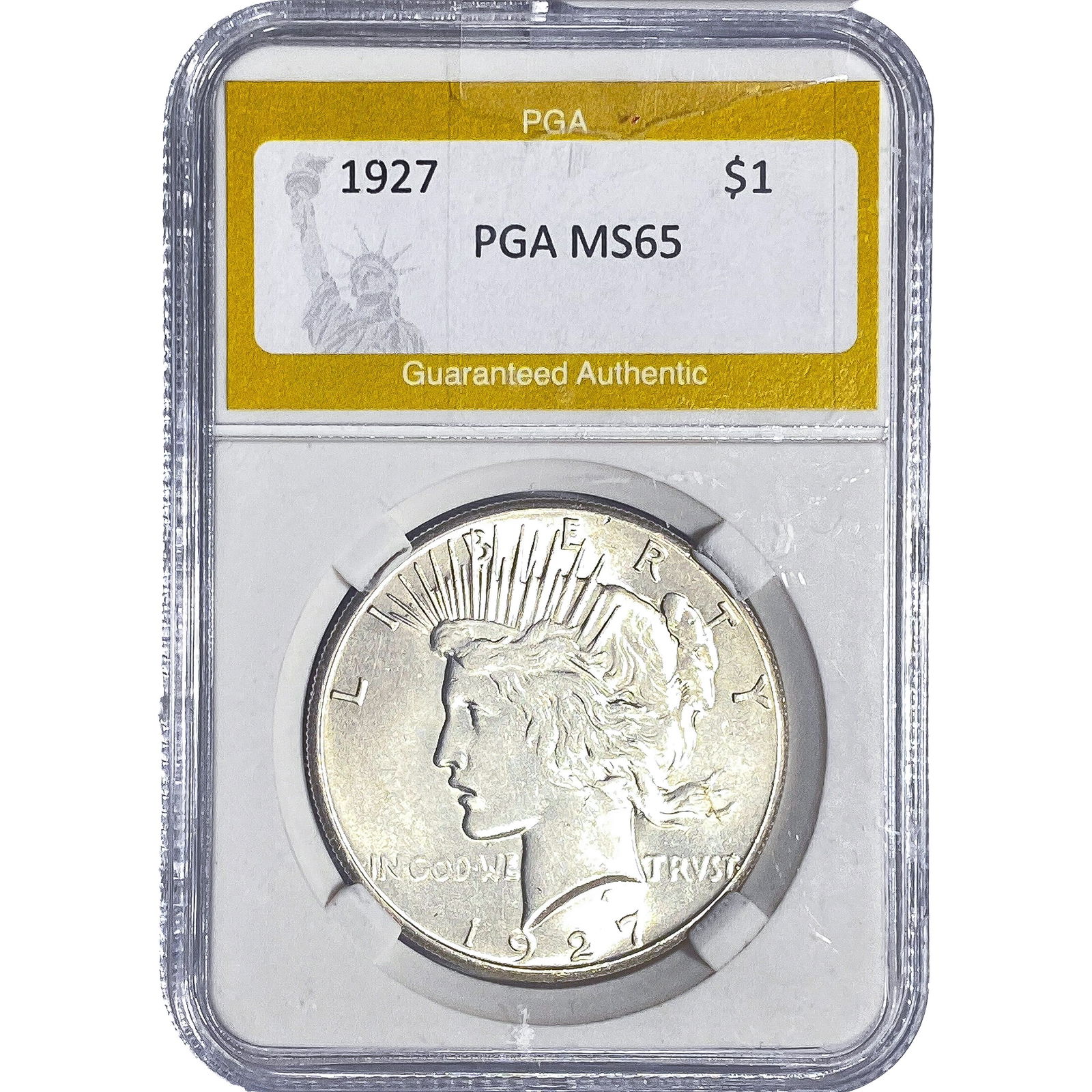 1927 Silver Peace Dollar PGA MS65: 1927 Silver Peace Dollar PGA MS65