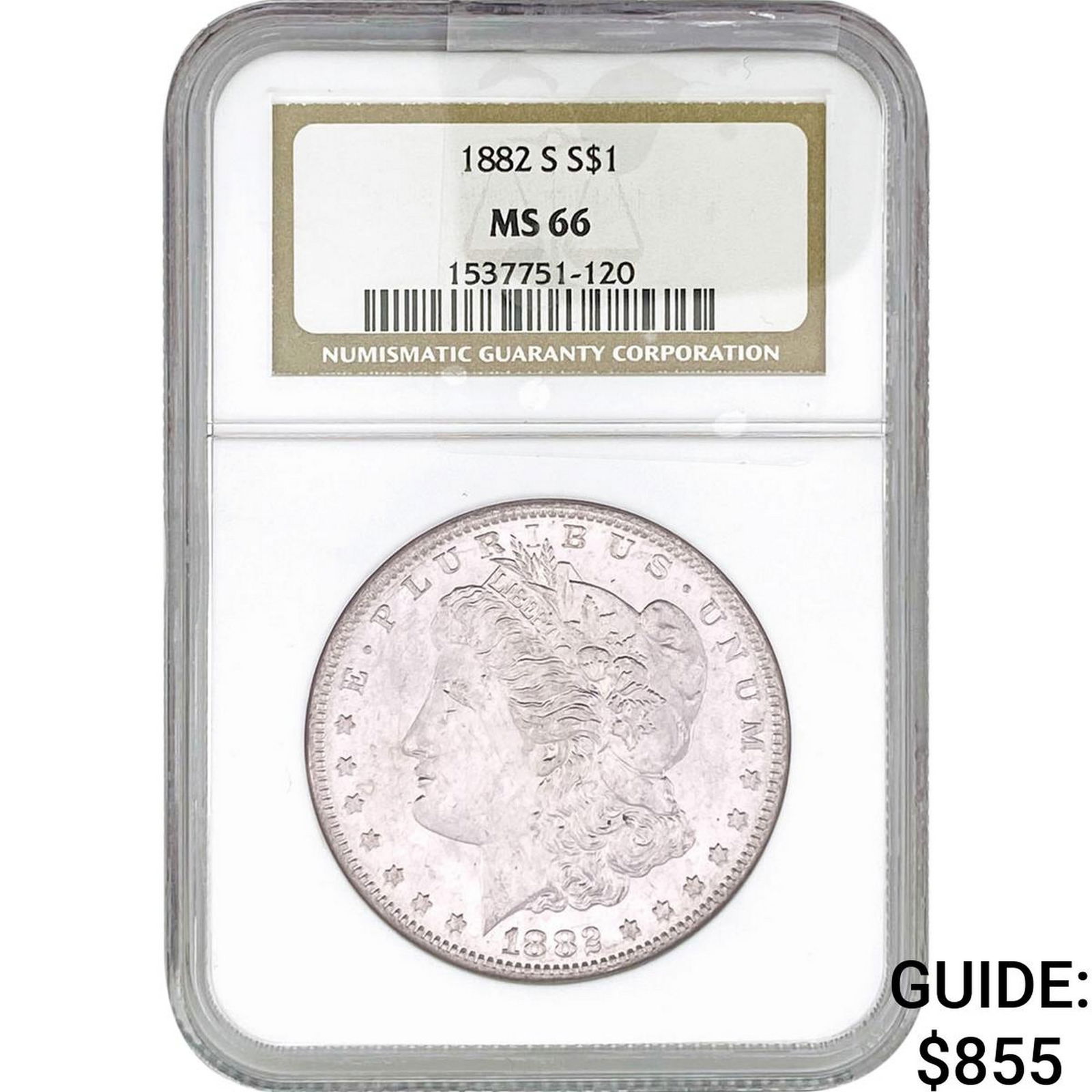 1882-S Morgan Silver Dollar NGC MS66: 1882-S Morgan Silver Dollar NGC MS66