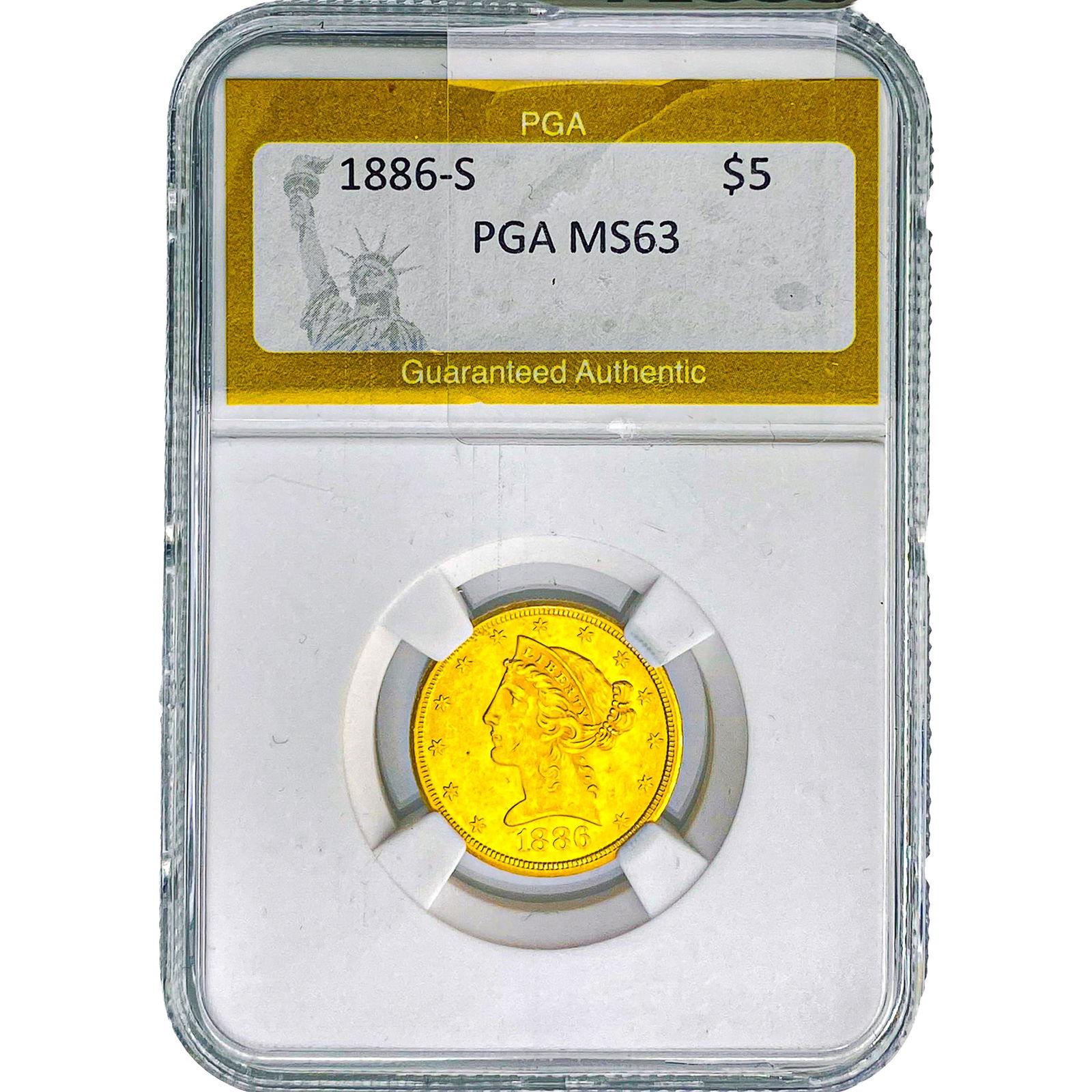 1886-S $5 Gold Half Eagle PGA MS63 (1 of 2)