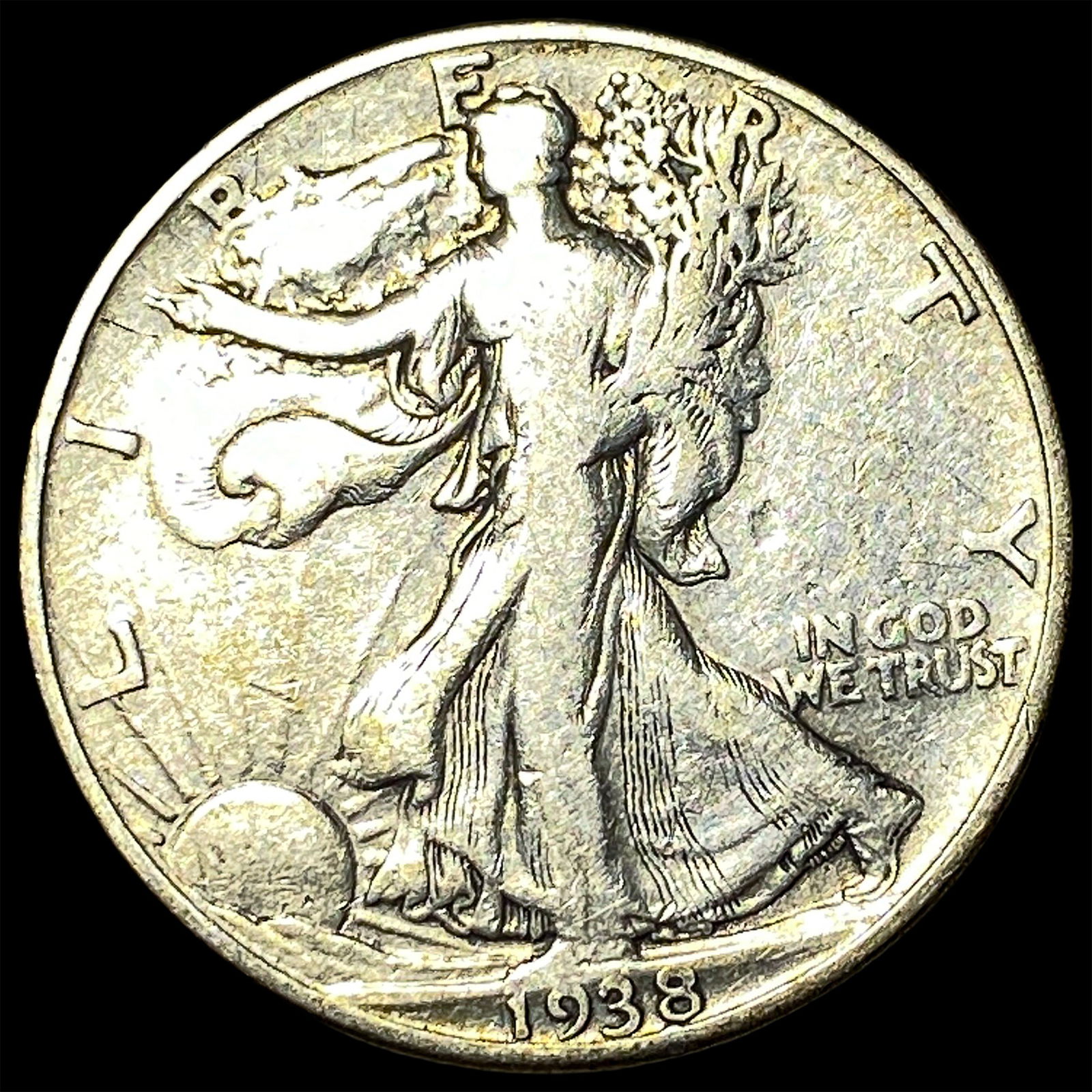 1938-D Silver Walking Liberty Half Dollar LIGHTLY CIRCULATED (1 of 2)