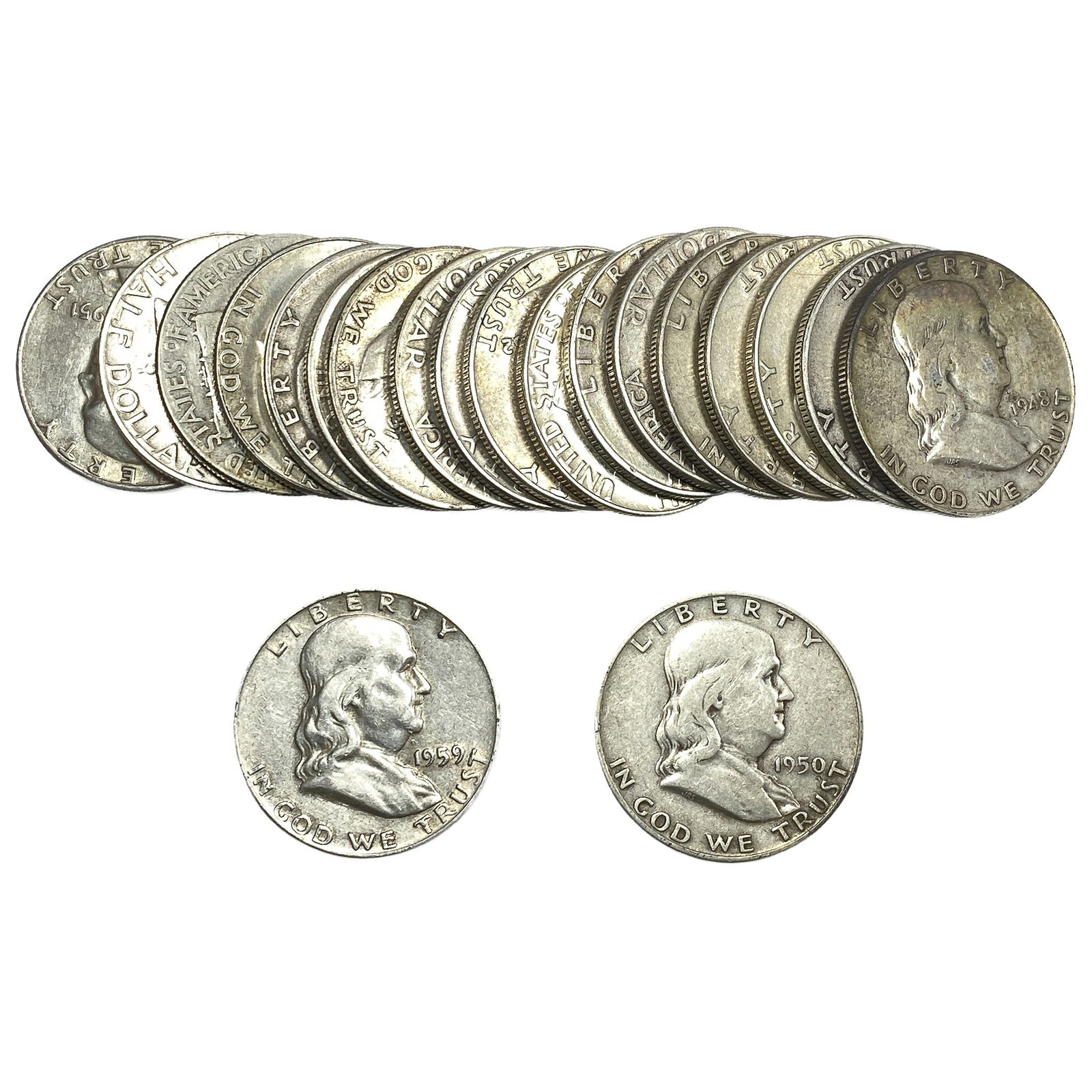 Roll of 20 Silver Franklin 50C: Roll of 20 Silver Franklin 50C