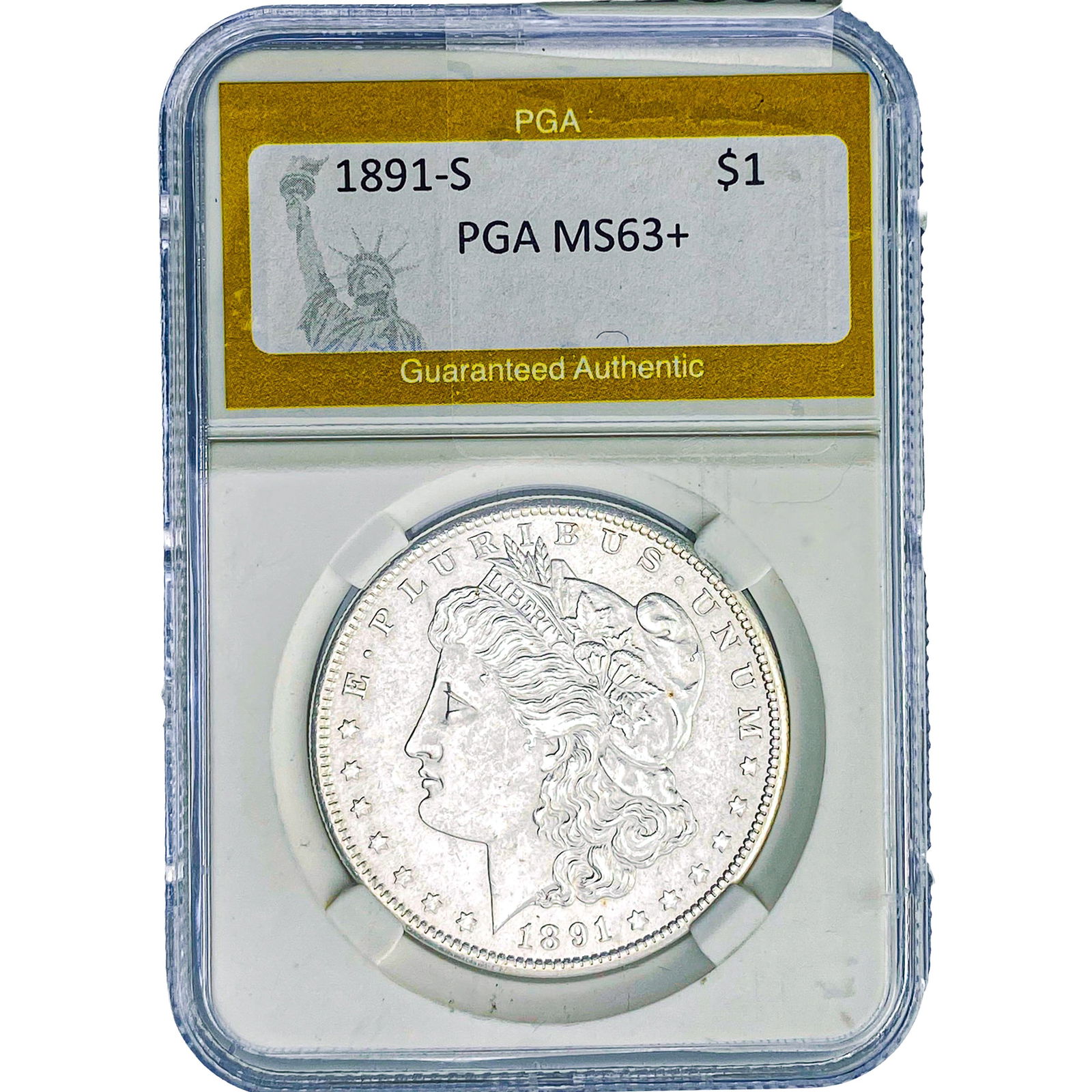 1891-S Morgan Silver Dollar PGA MS63+: 1891-S Morgan Silver Dollar PGA MS63+
