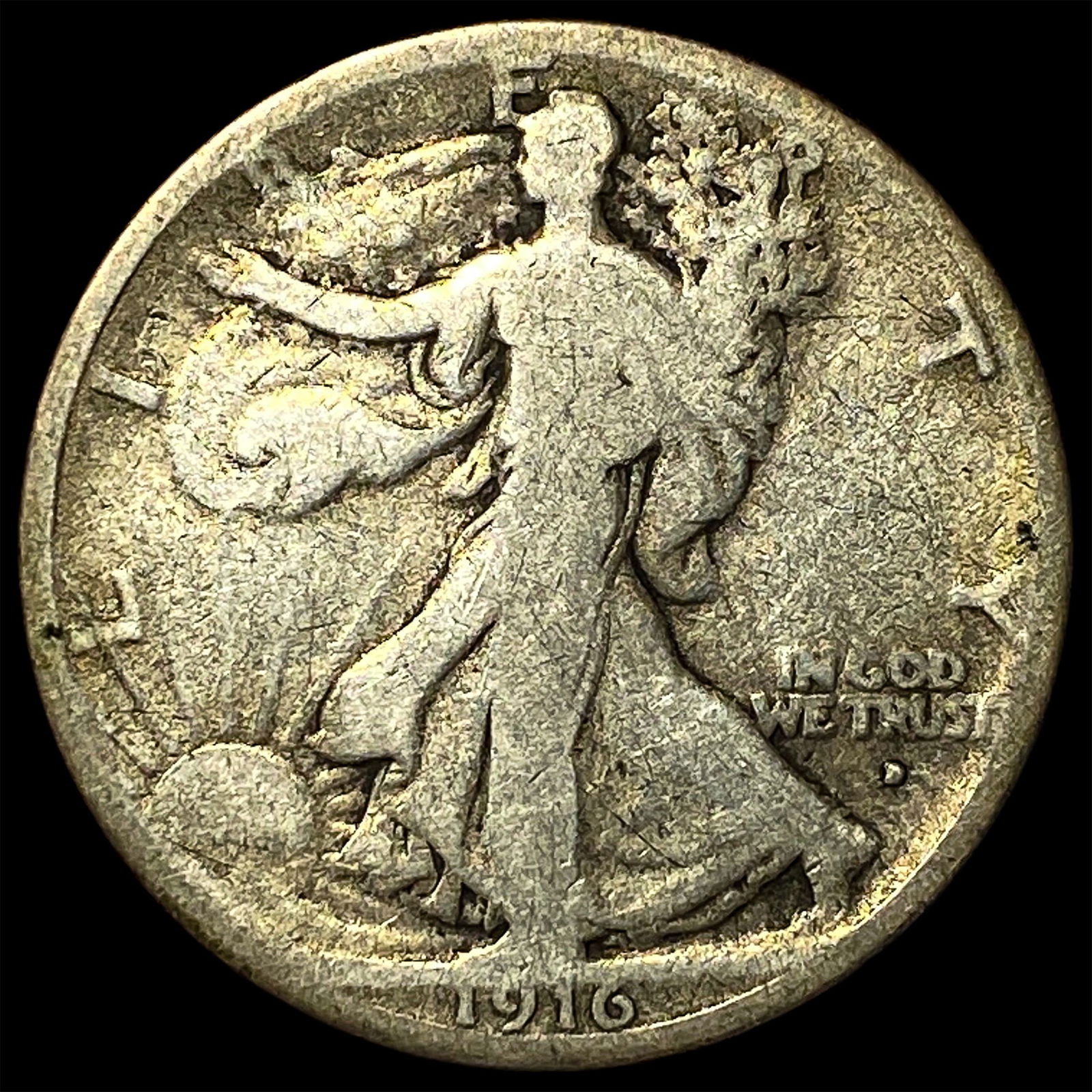 1916-D Silver Walking Liberty Half Dollar NICELY CIRCULATED (1 of 2)