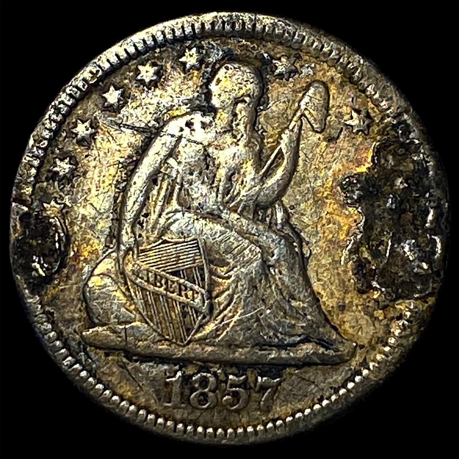 1857 Silver Seated Liberty Dime (Love Token) HIGH GRADE (1 of 2)
