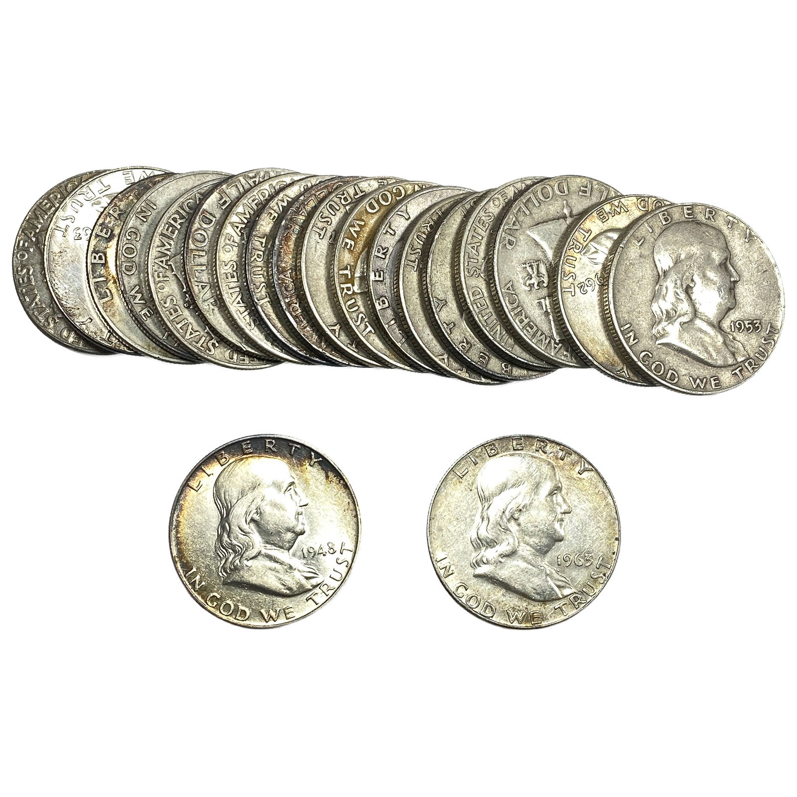 Roll of 20 Silver Franklin 50C: Roll of 20 Silver Franklin 50C
