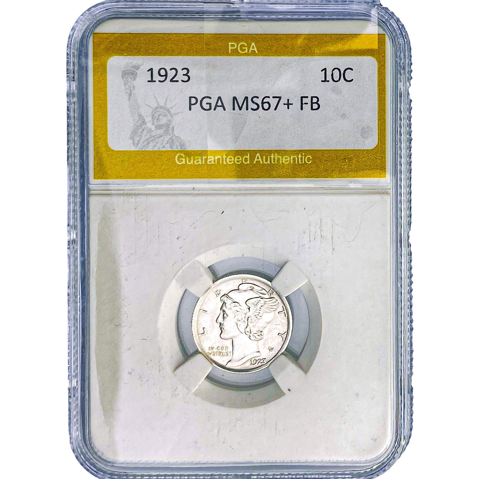 1923 Mercury Silver Dime PGA MS67+ FB: 1923 Mercury Silver Dime PGA MS67+ FB