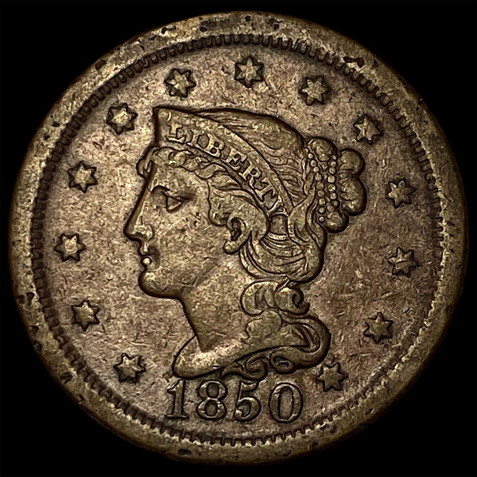 1850 Braided Hair Large Cent ABOUT UNCIRCULATED (1 of 2)