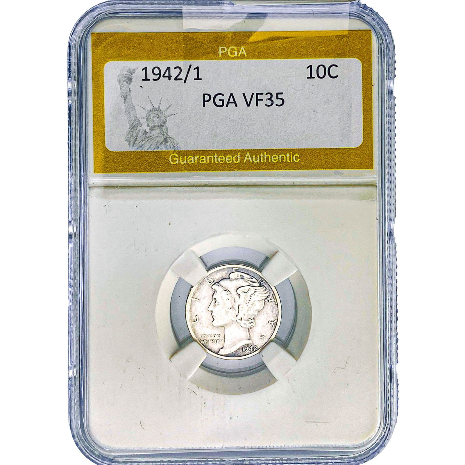 1942/1 Mercury Silver Dime PGA VF35: 1942/1 Mercury Silver Dime PGA VF35