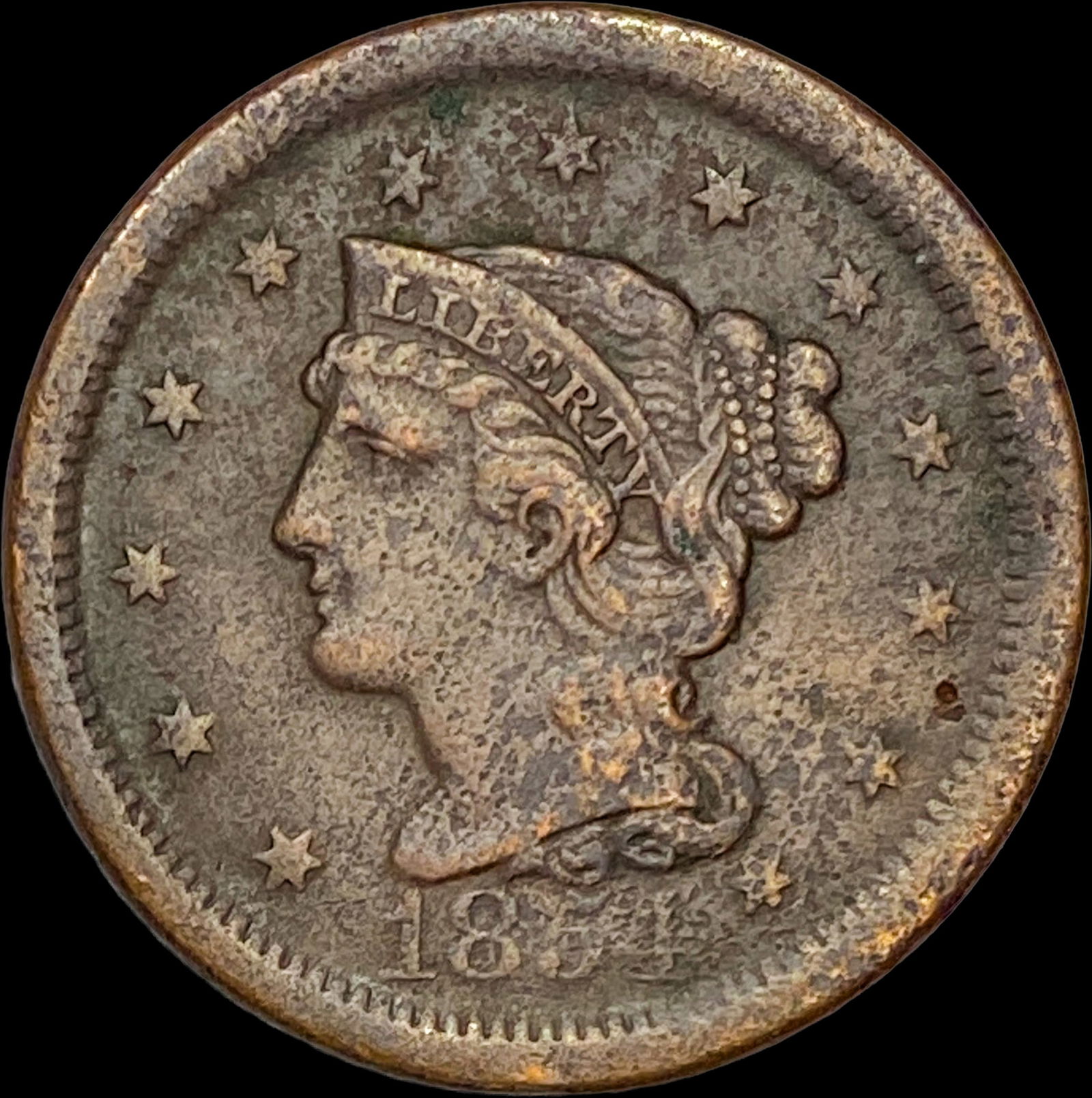 1854 Braided Hair Large Cent LIGHTLY CIRCULATED: 1854 Braided Hair Large Cent LIGHTLY CIRCULATED