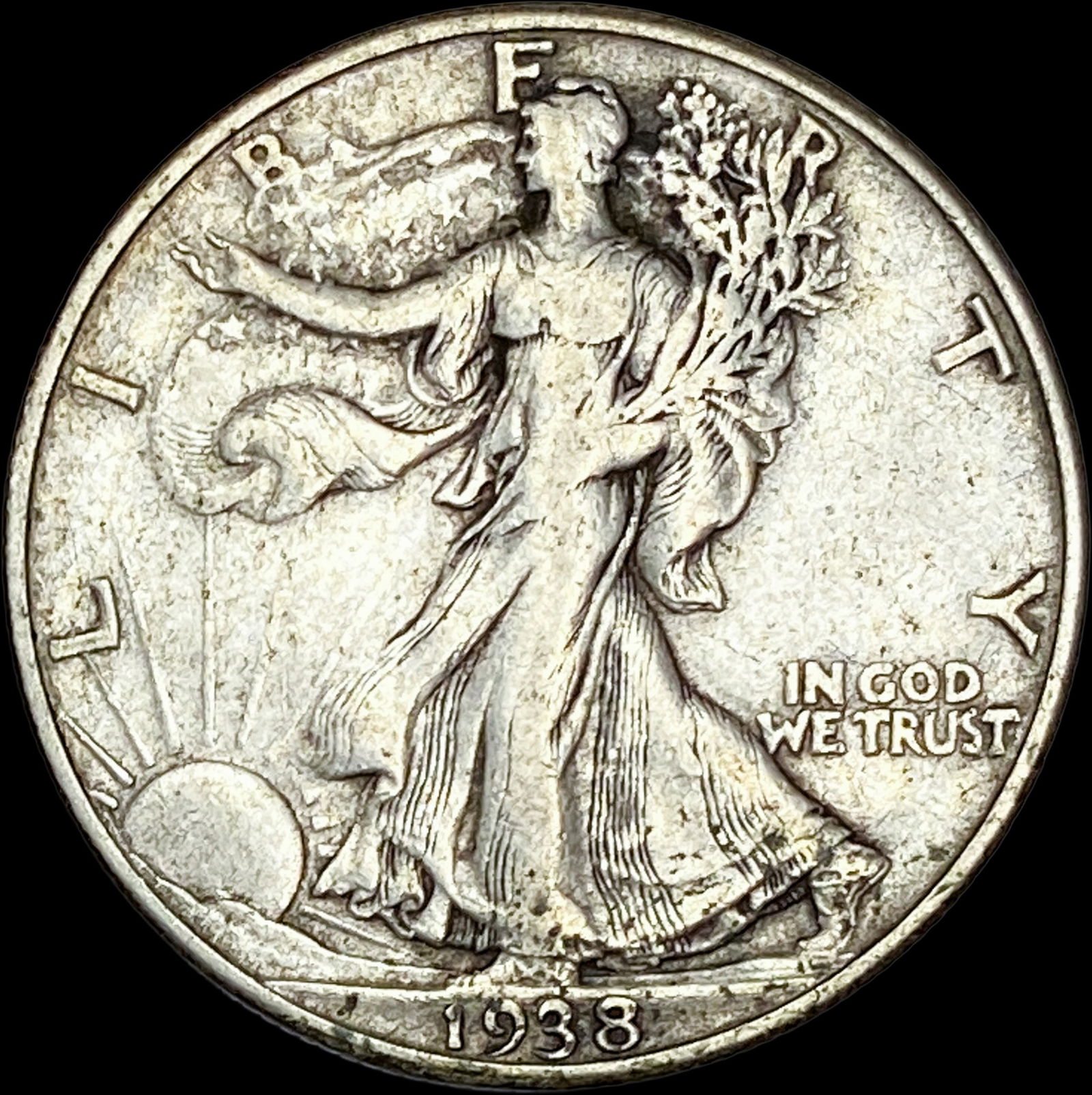 1938-D Silver Walking Liberty Half Dollar LIGHTLY CIRCULATED (1 of 2)